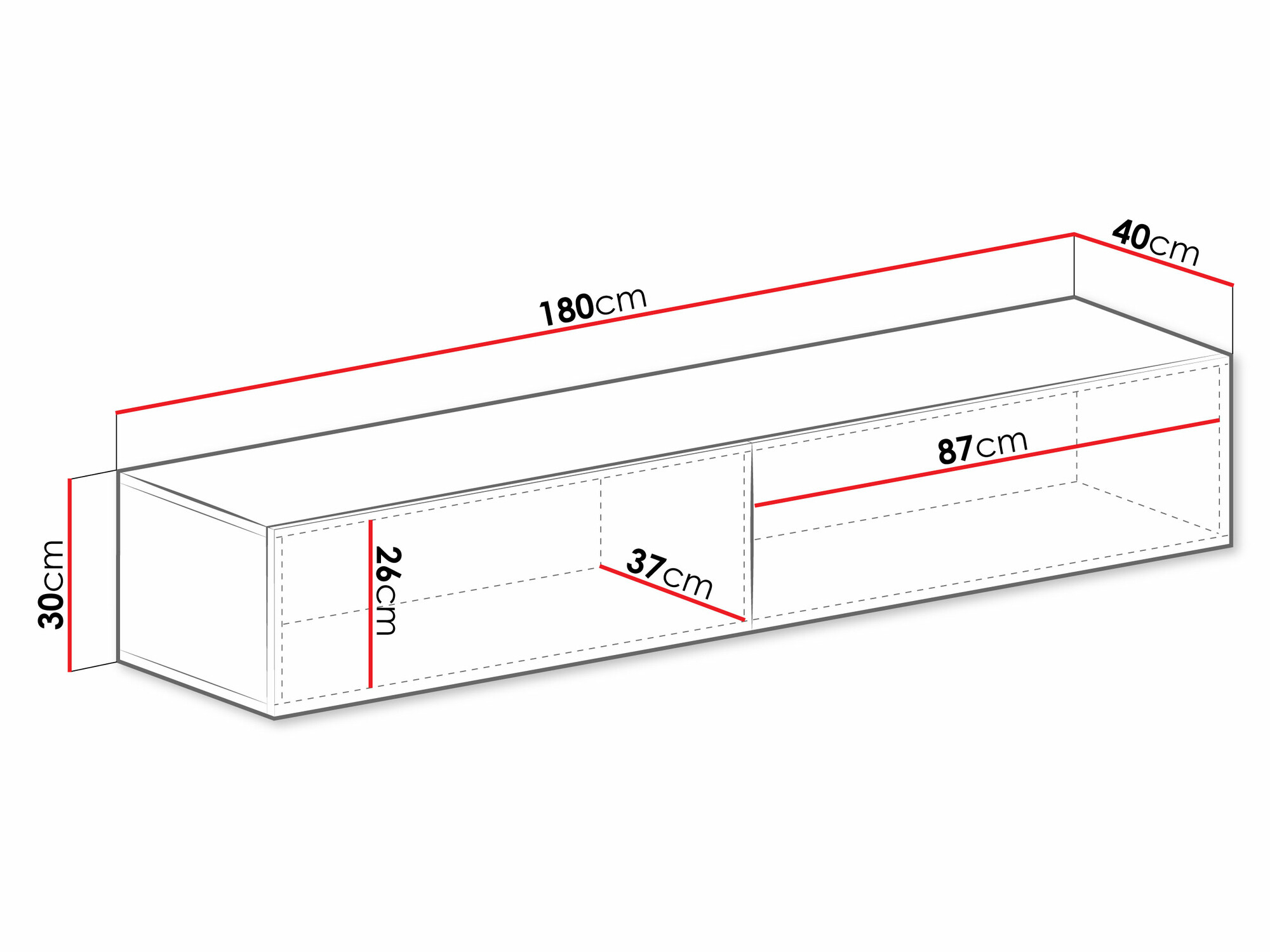 Comodă TV Vilrin I (Alb + Alb lucios)