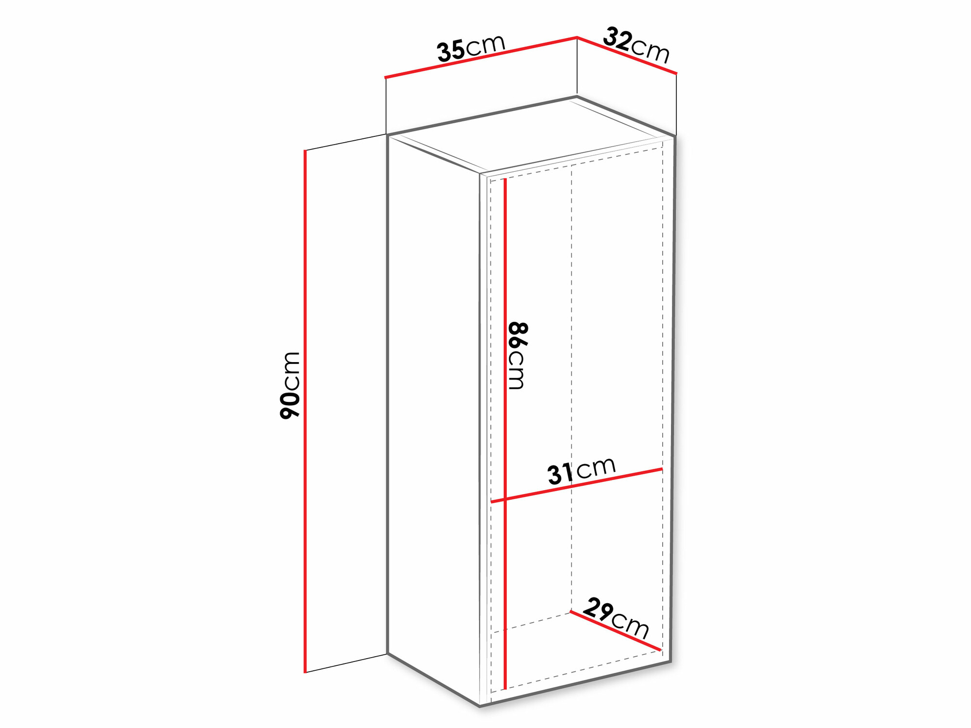 Dulap de perete Vilrin VI (Alb + Alb lucios)