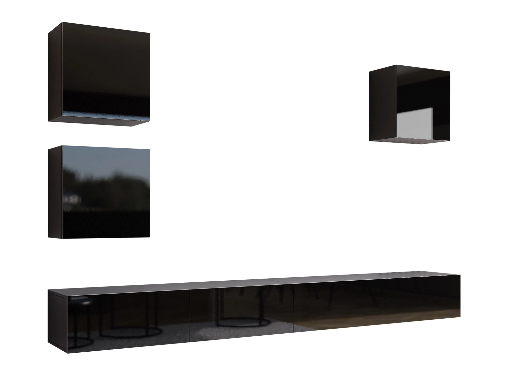 Set de living Venenou 108 (Negru + Negru lucios)