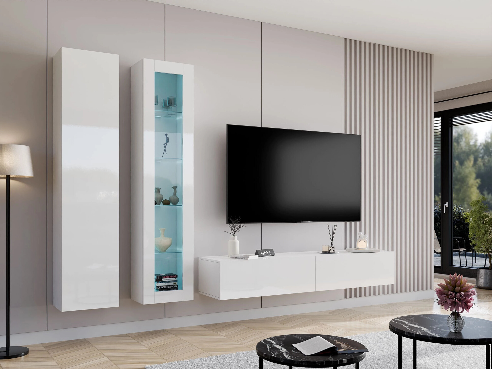 Set de living Vilrin I (Alb + Alb lucios)