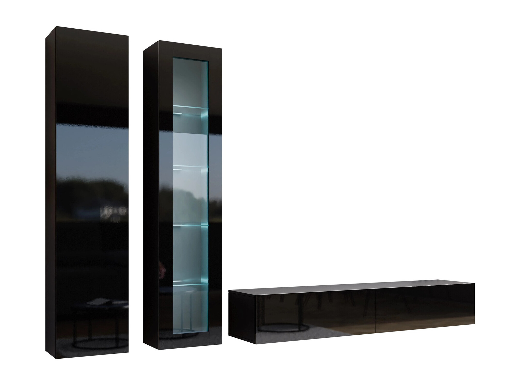 Set de living Vilrin I (Negru + Negru lucios)