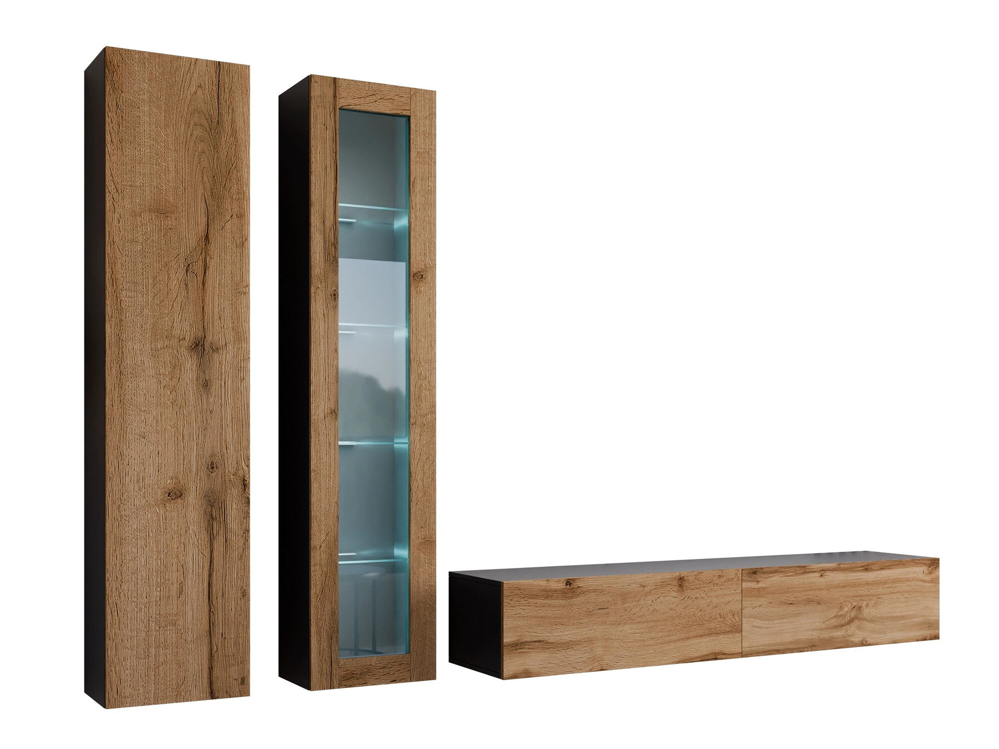 Set de living Vilrin I (Negru + Stejar Wotan)