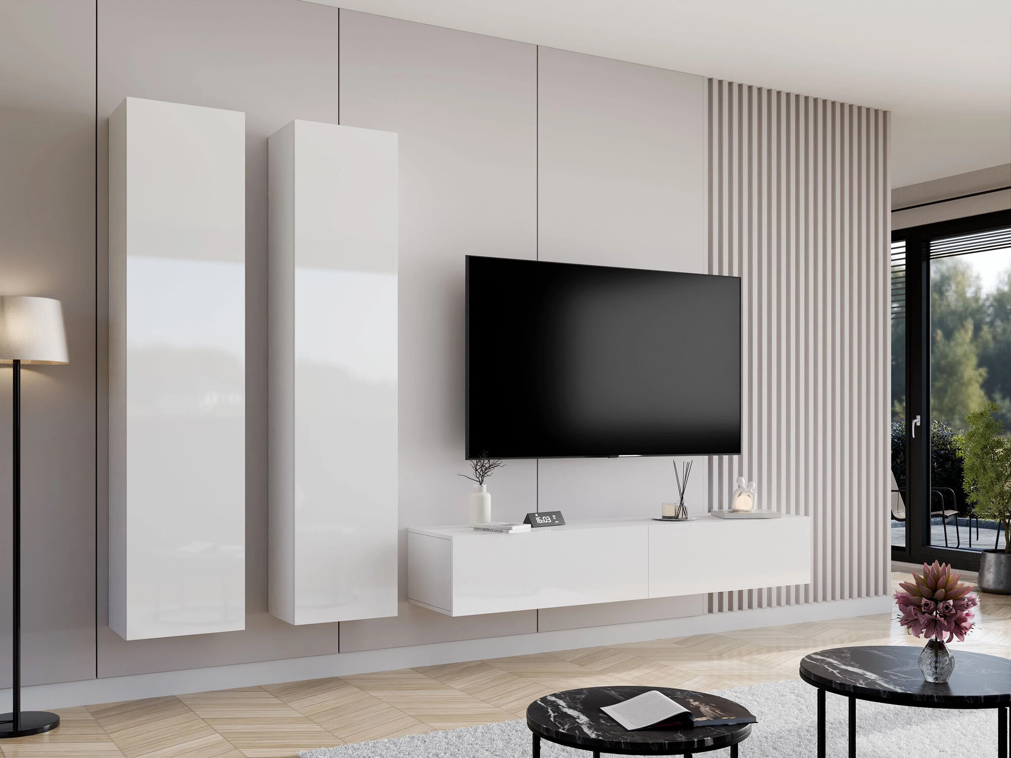 Set de living Vilrin II (Alb + Alb lucios)