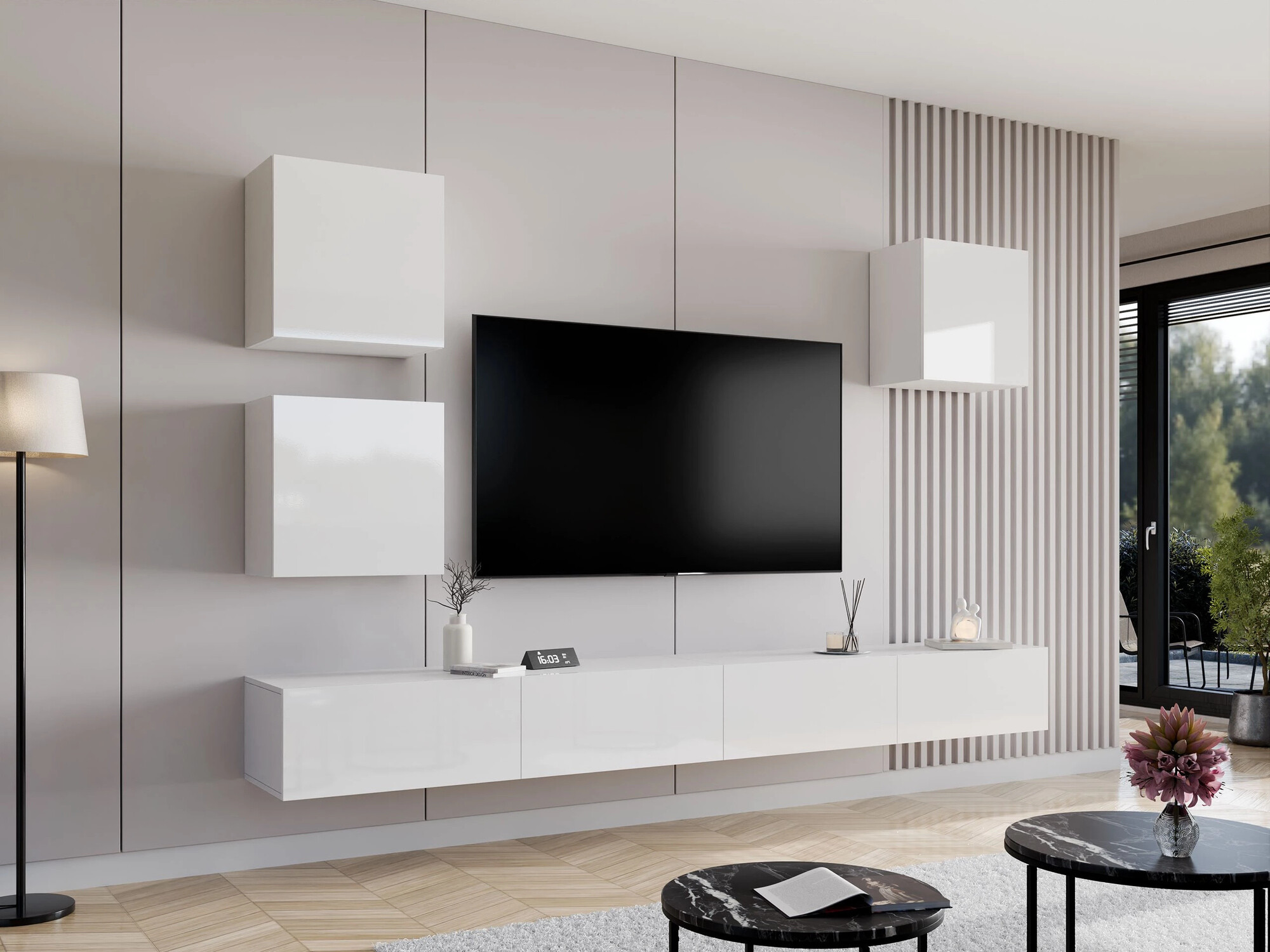 Set de living Vilrin III (Alb + Alb lucios)