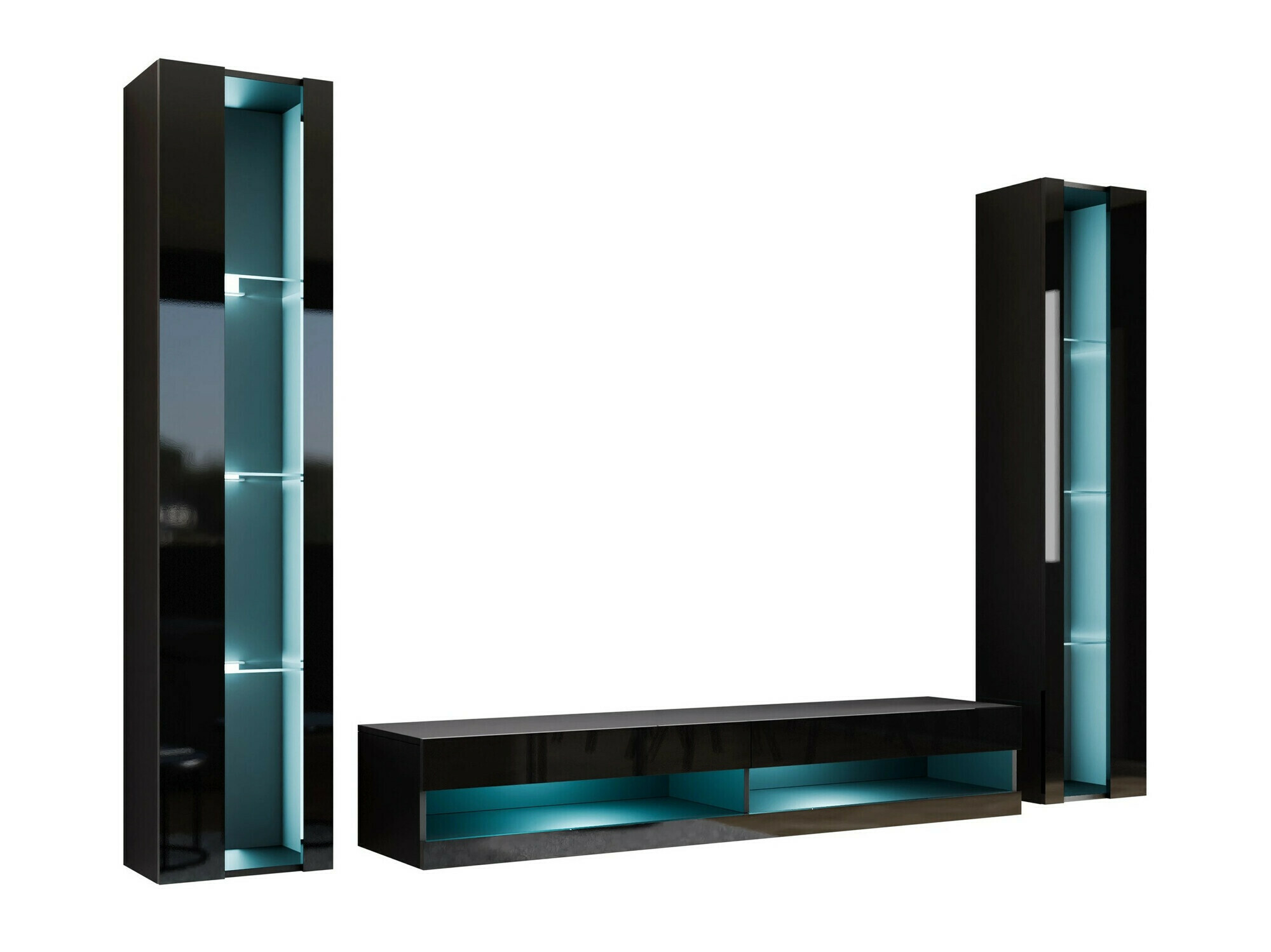 Set de living Vilrin V (Negru + Negru lucios)