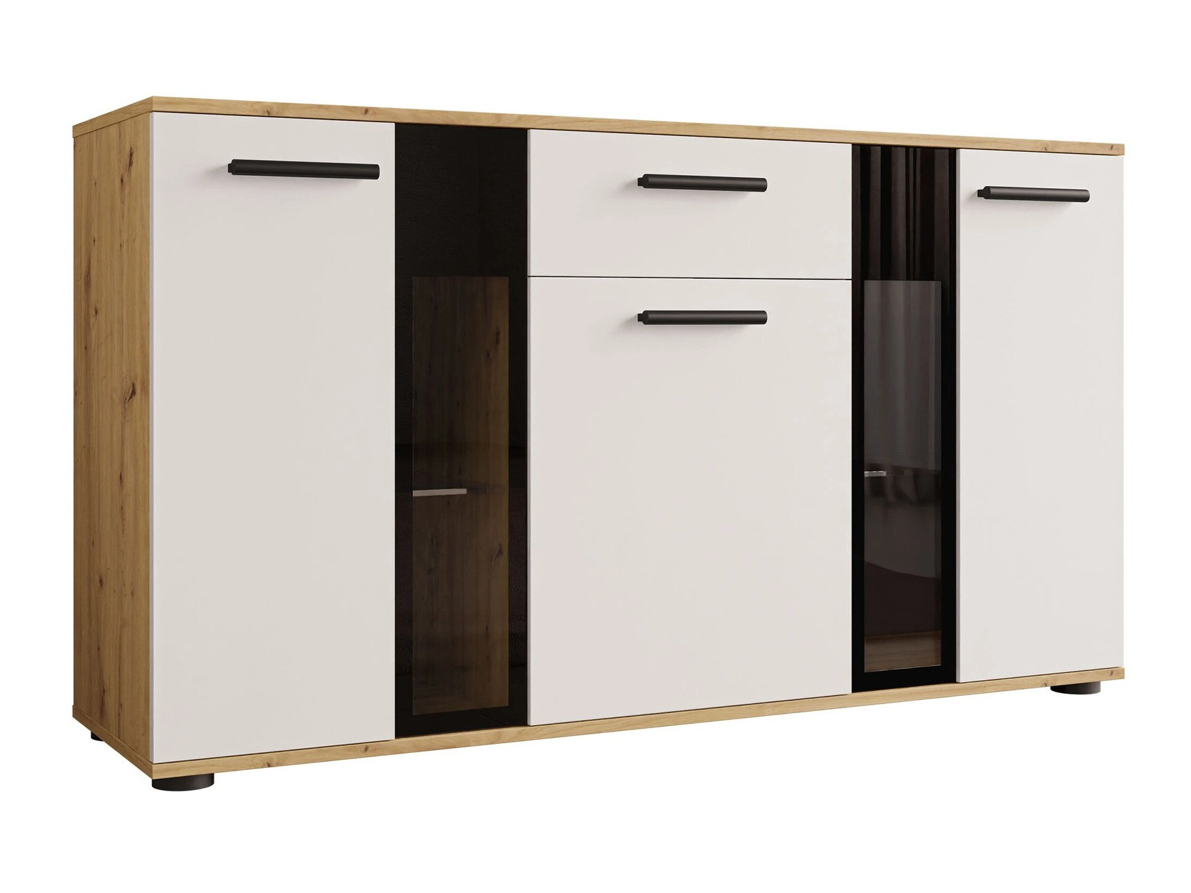 Comodă Genio (Artrisan stejar + Alb)