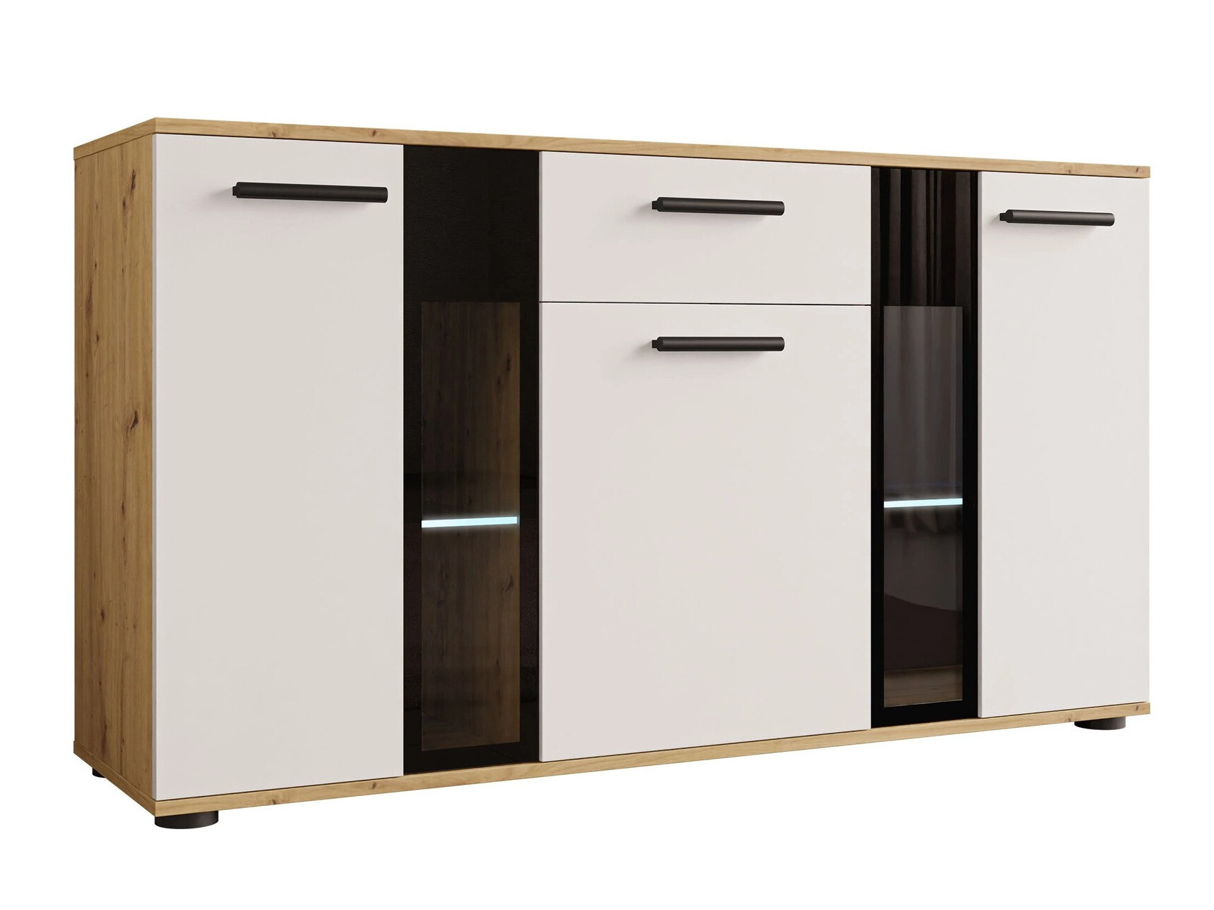 Comodă Genio (Artrisan stejar + Alb)