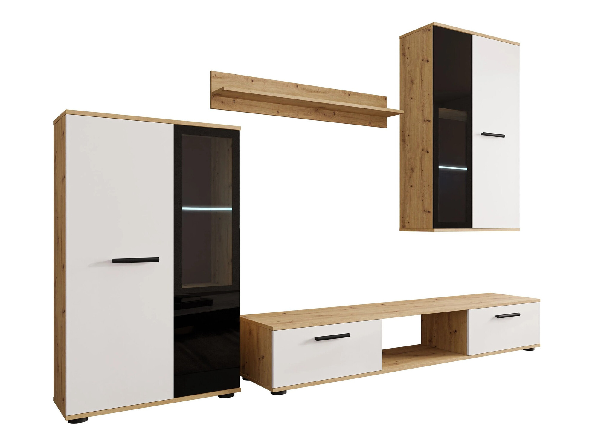 Set de living Genio (Stejar artizan + Alb)