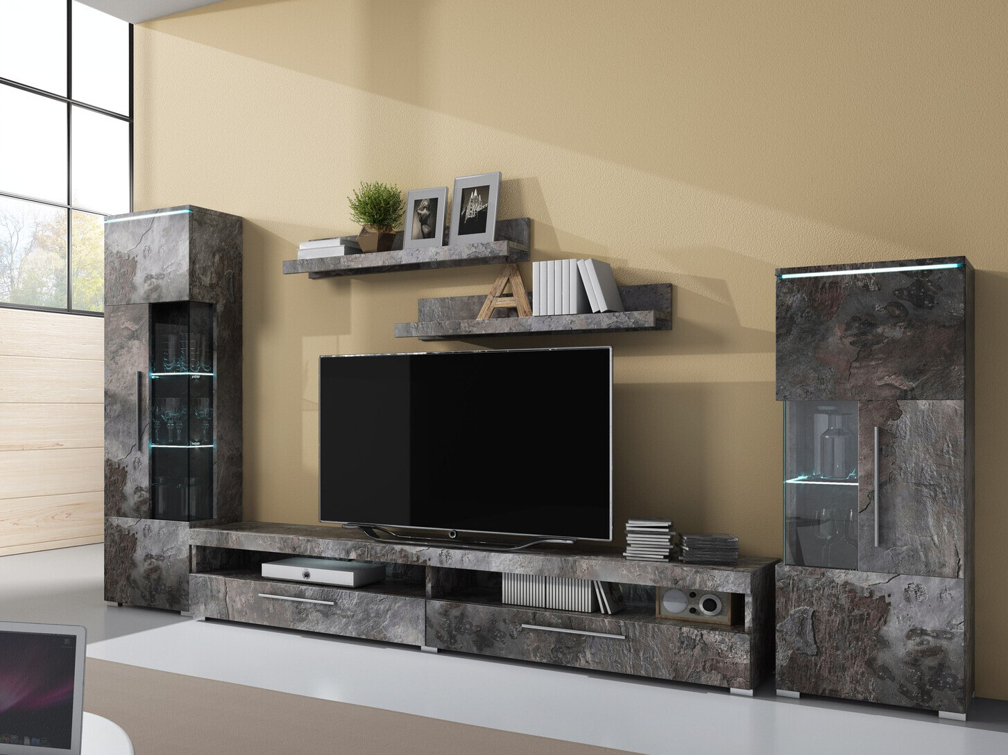 Set de living Torvire 107 (Beton închis la culoare)
