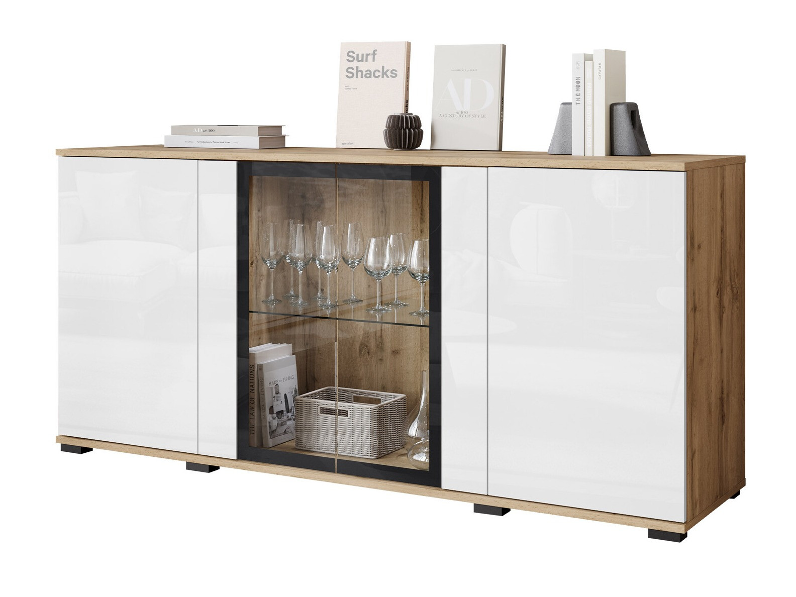 Bufet Torcame 102 (Stejar Wotan + Alb lucios)