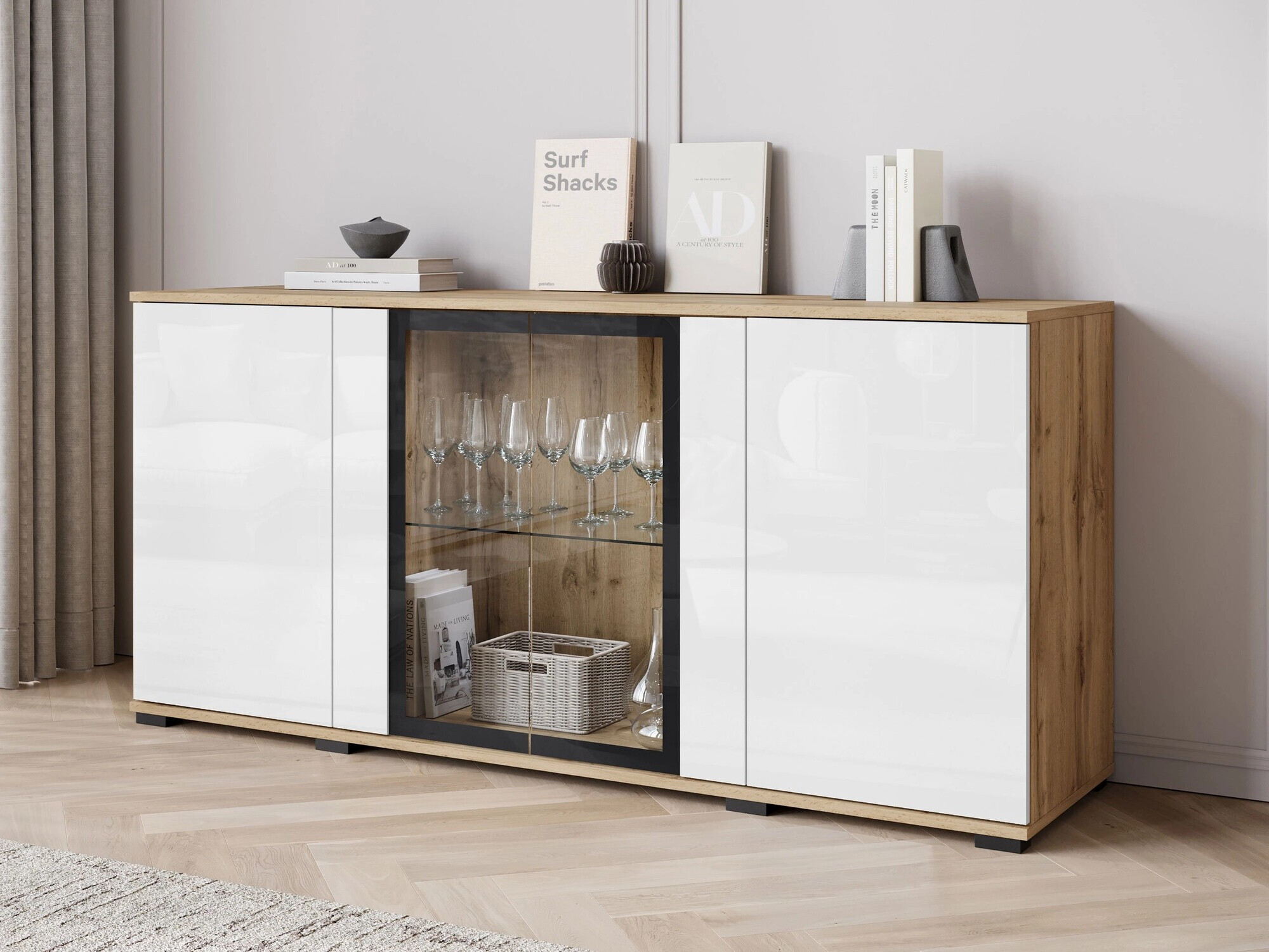 Bufet Torcame 102 (Stejar Wotan + Alb lucios)