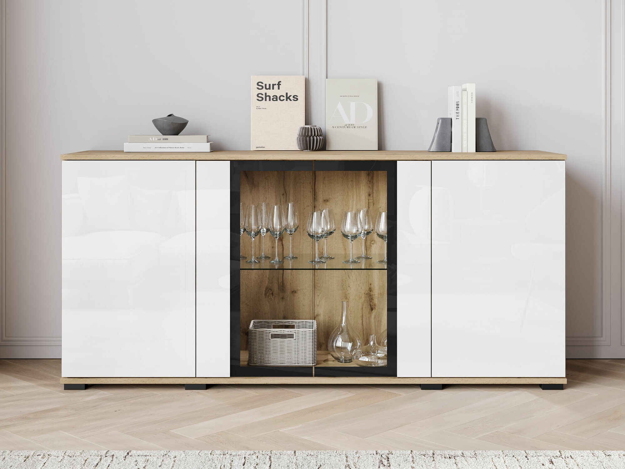 Bufet Torcame 102 (Stejar Wotan + Alb lucios)