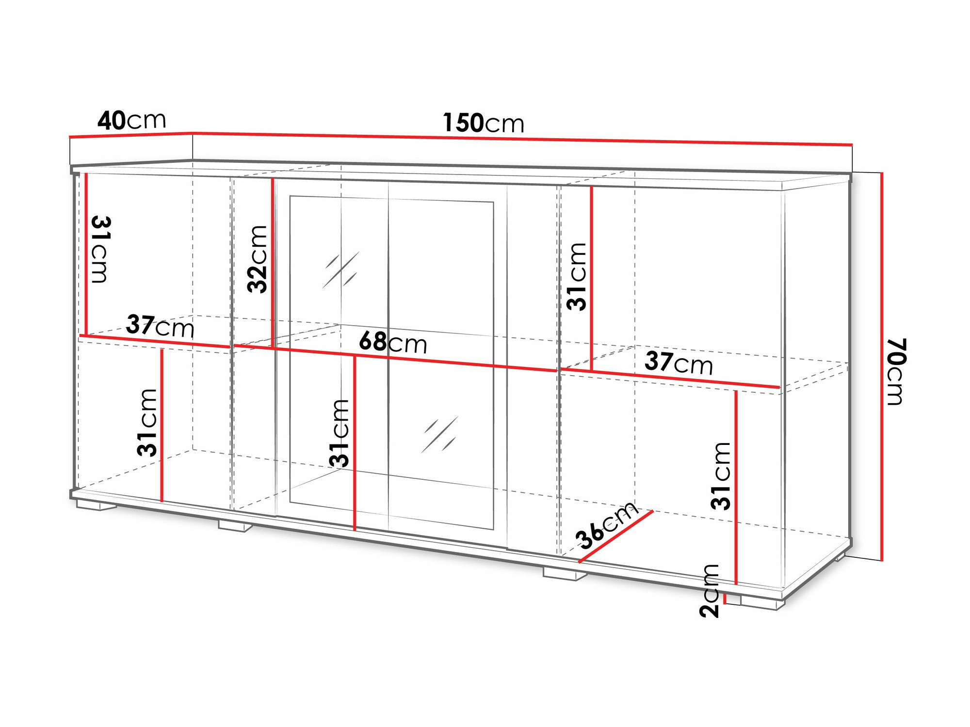 Bufet Torcame 102 (Stejar Wotan + Alb lucios)