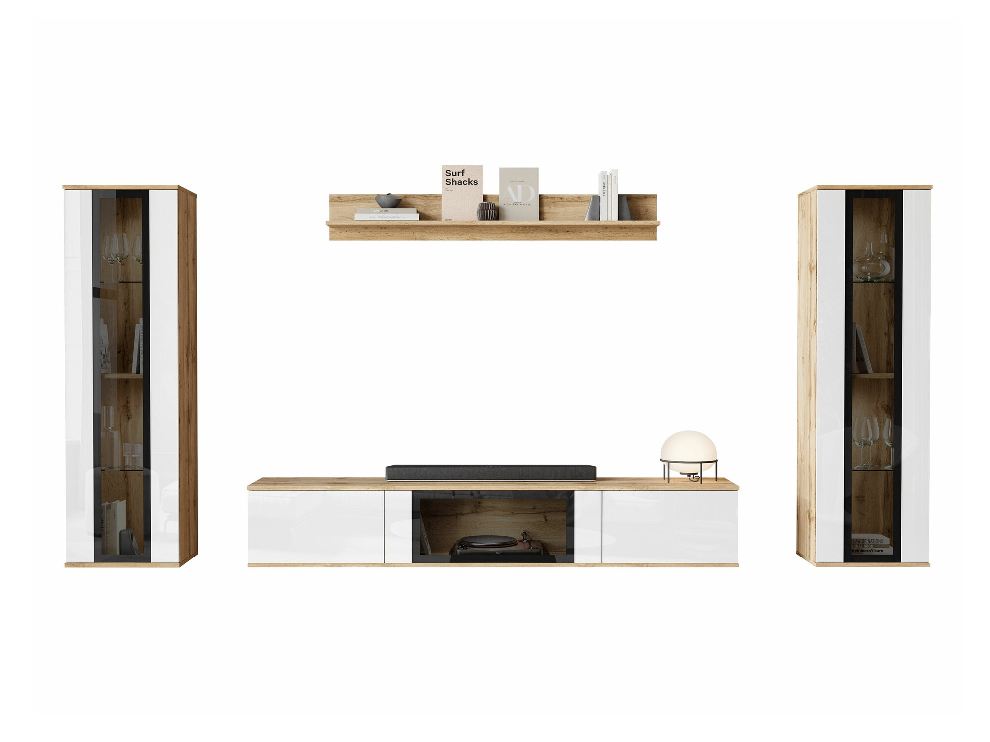 Set de living Torcame 103 (Stejar Wotan + Alb lucios)