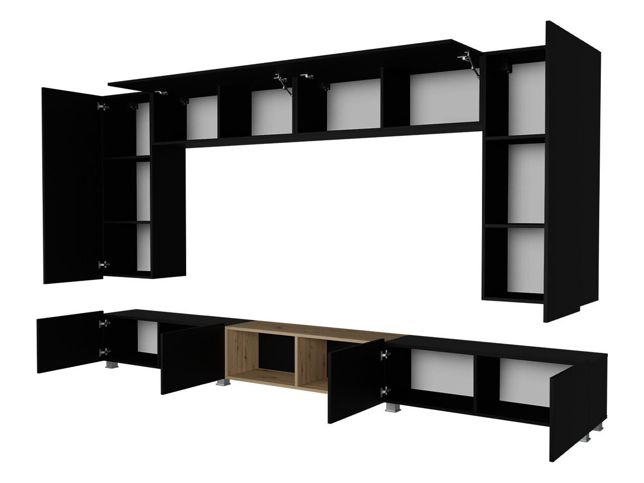 Set de living Remus XXIII (Alb + Alb lucios + Stejar auriu)