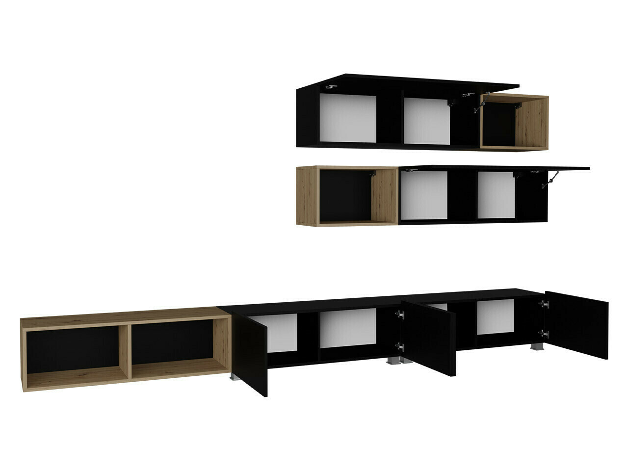 Set de living Remus XXV (Alb + Alb lucios + Stejar auriu)