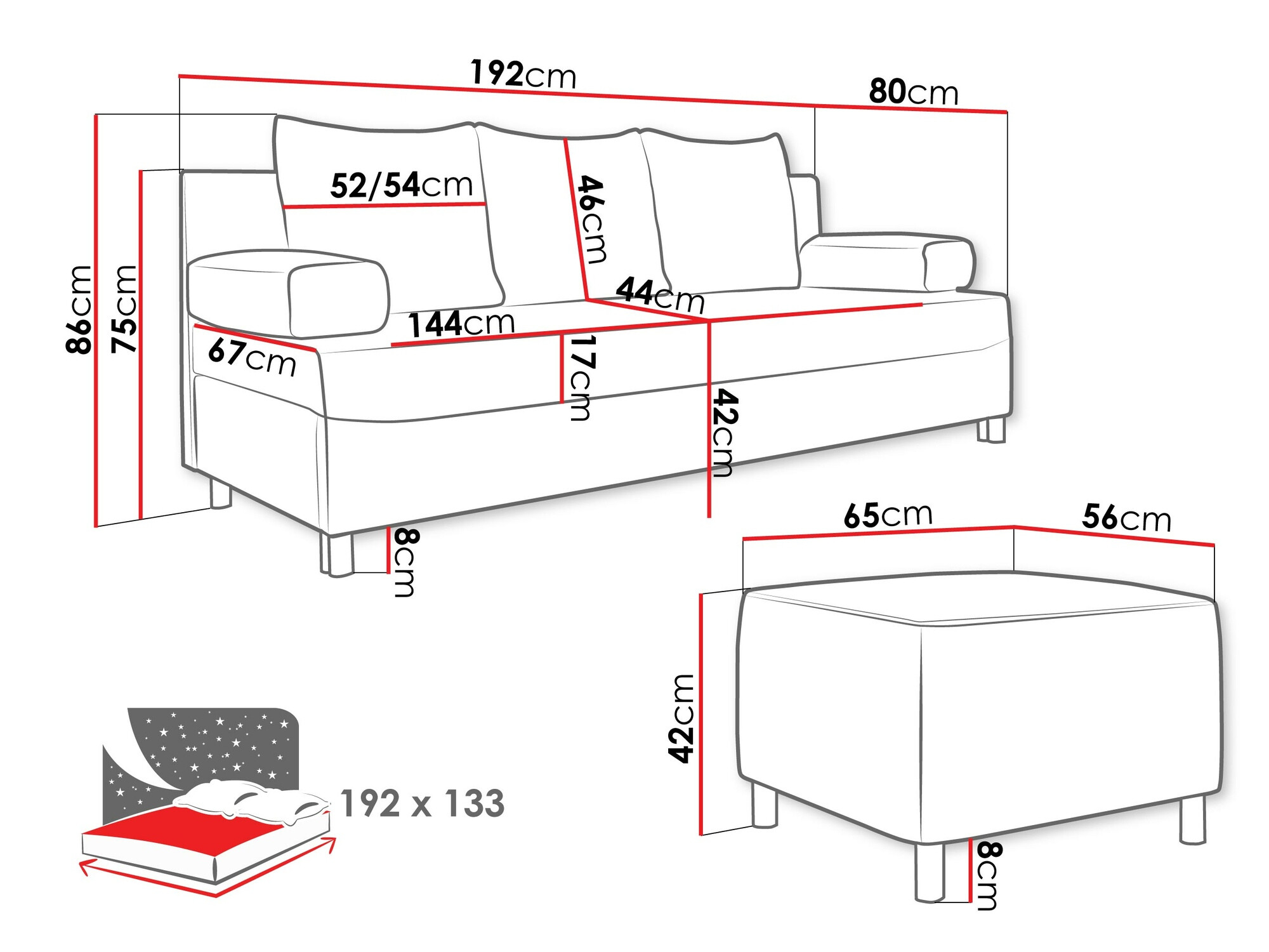 Set mobilier tapițat Comfivo Artes (Alova 36 + Alova 07)