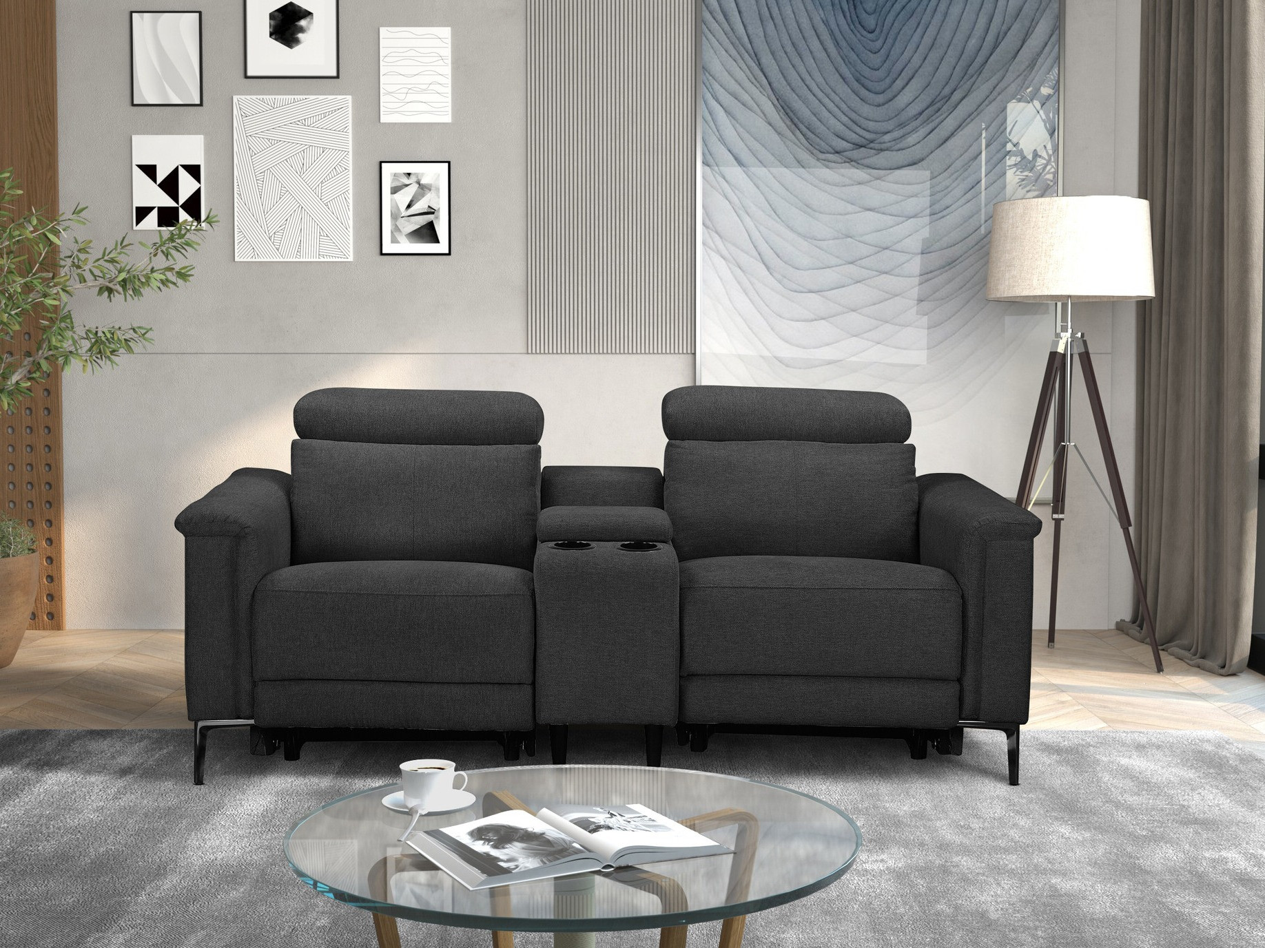 Canapea recliner Evamare 101 (Gri inchis)
