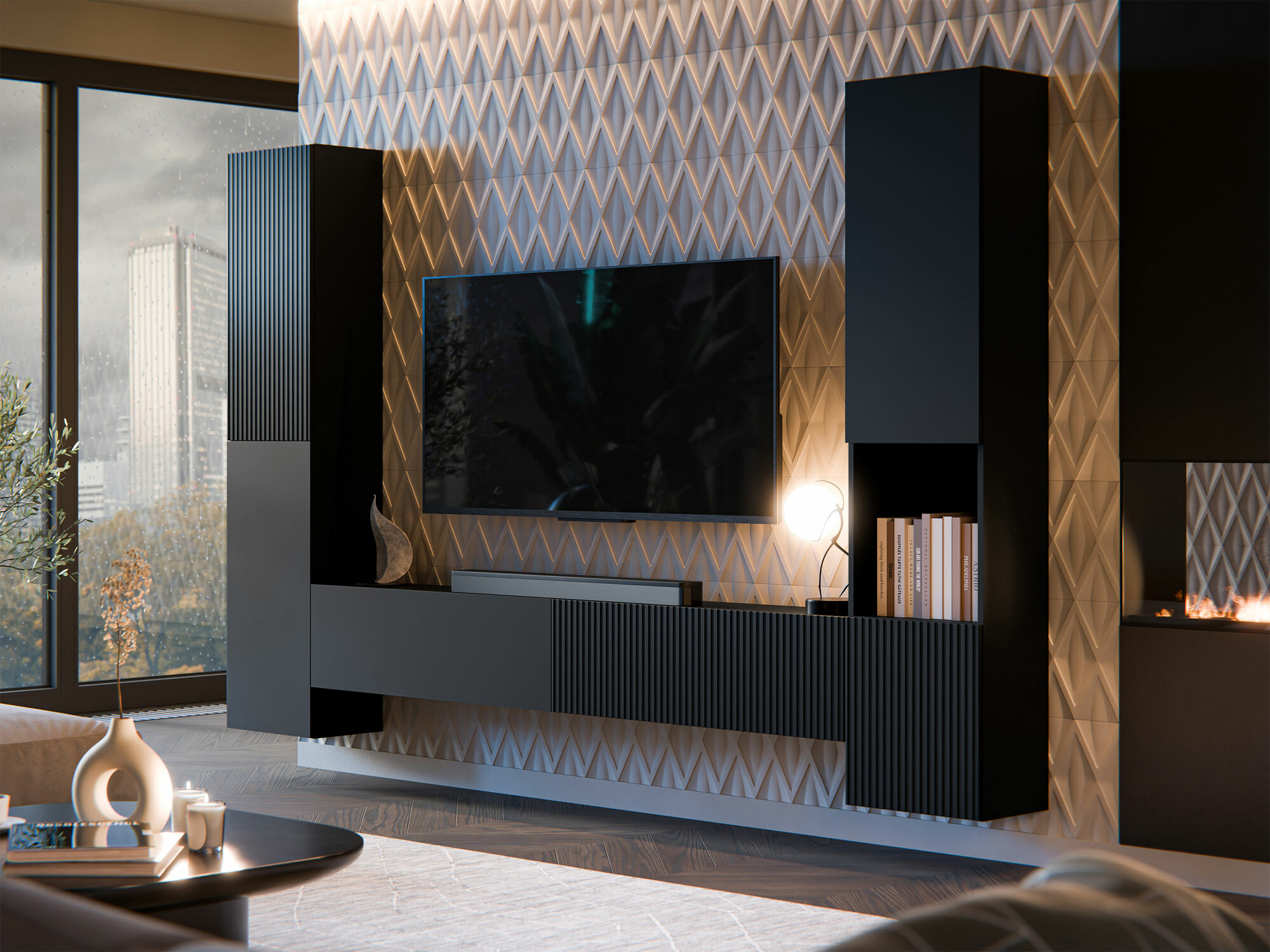 Set de living Calveru 105 (Negru)