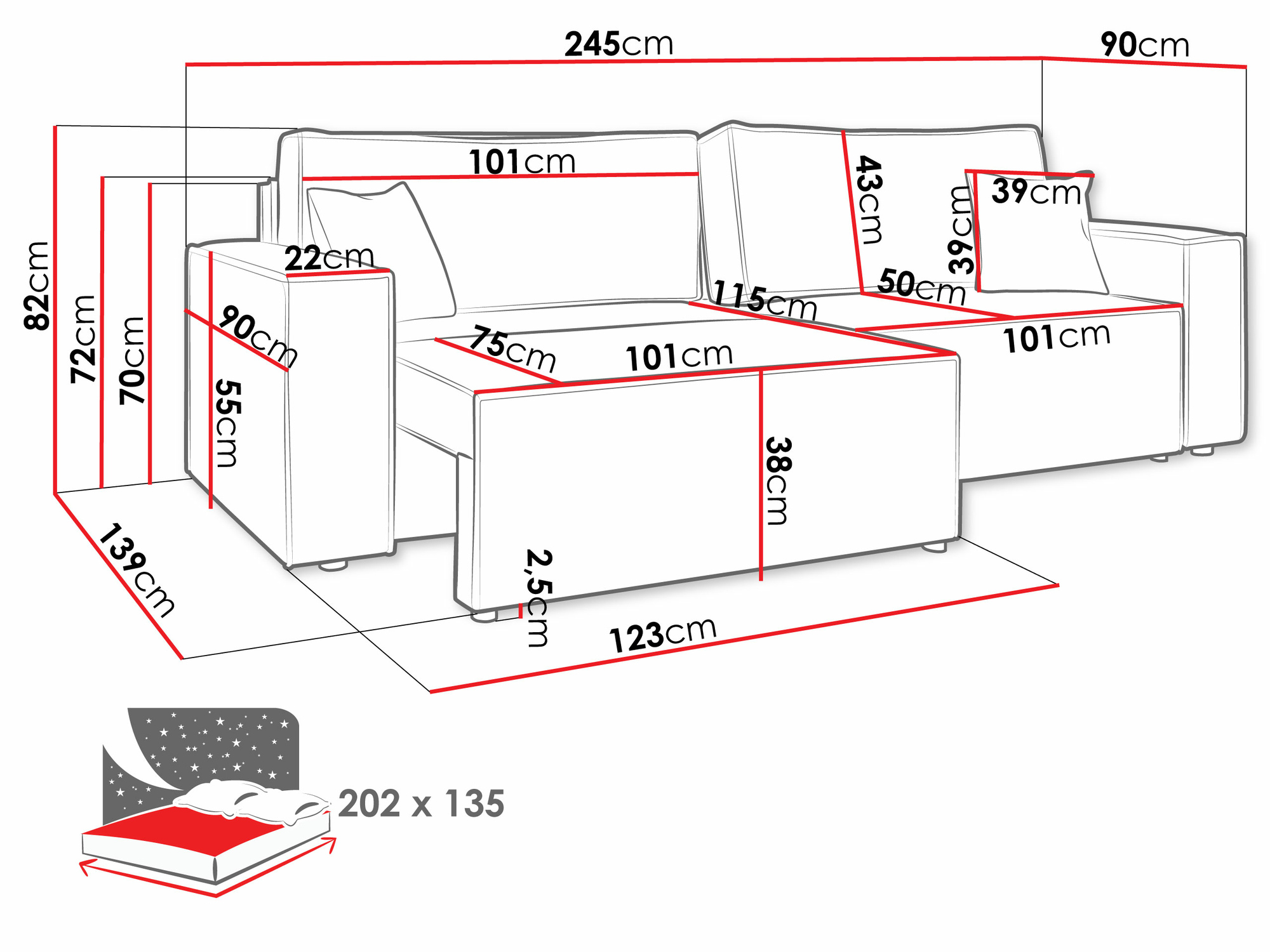 Canapea extensibilă Shelton 106 (Poso 110)
