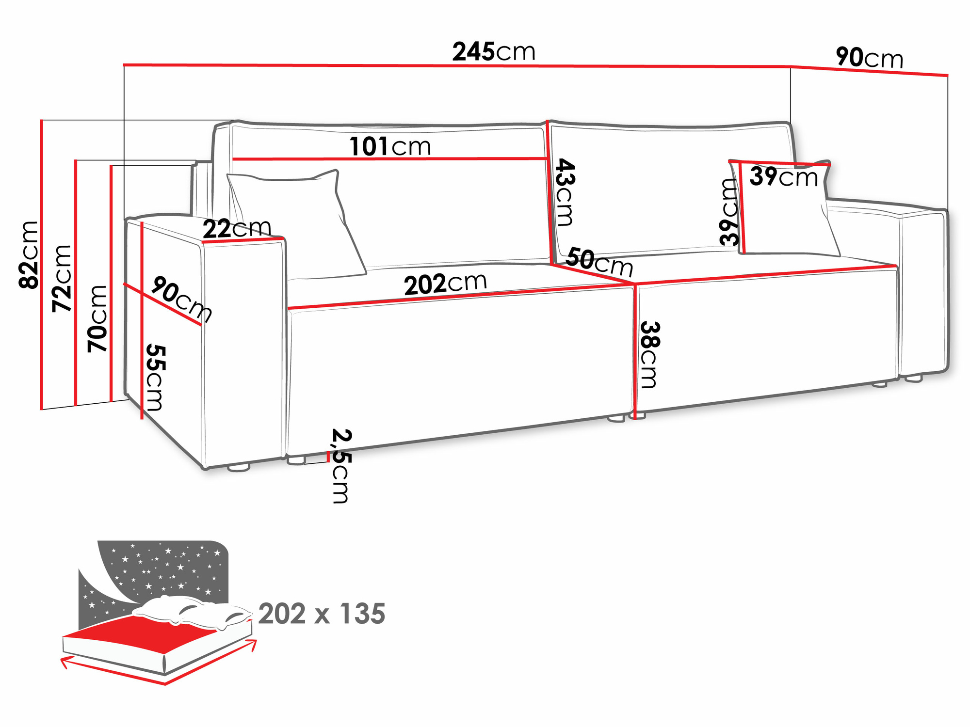 Canapea extensibilă Vespes (Poso 22)