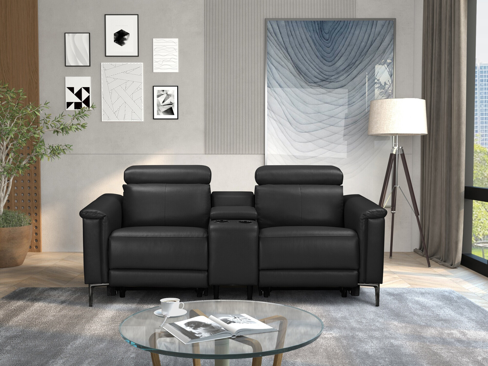 Canapea recliner Denton 1468 (Negru)