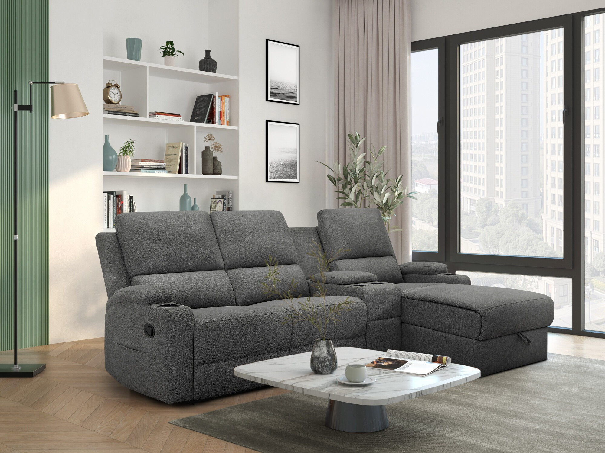 Colțar cu recliner Denton 1368 (Antracit)