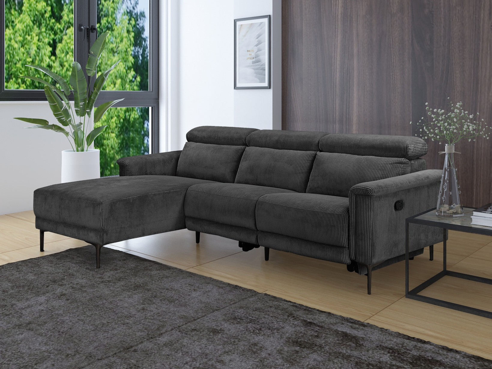 Colțar cu recliner Evamare 102 (Antracit)