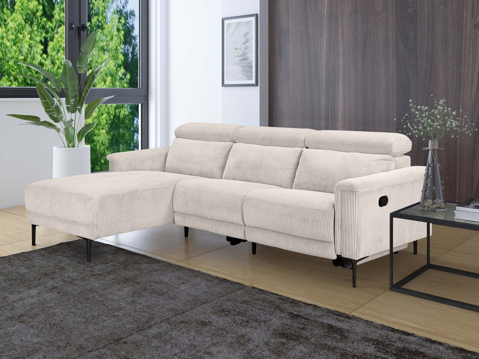 Colțar cu recliner Evamare 102 (Crem)