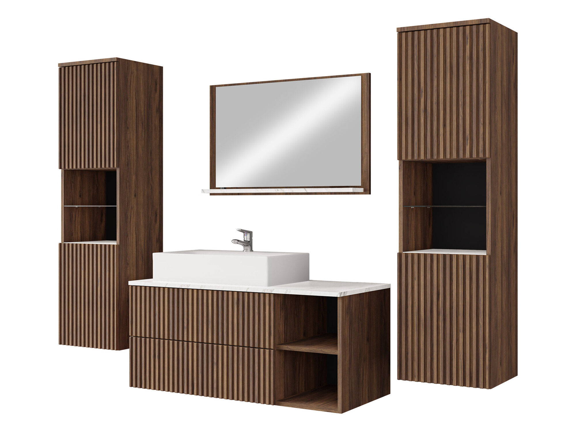 Set baie Nauta II (Nuc + Marmură albă)