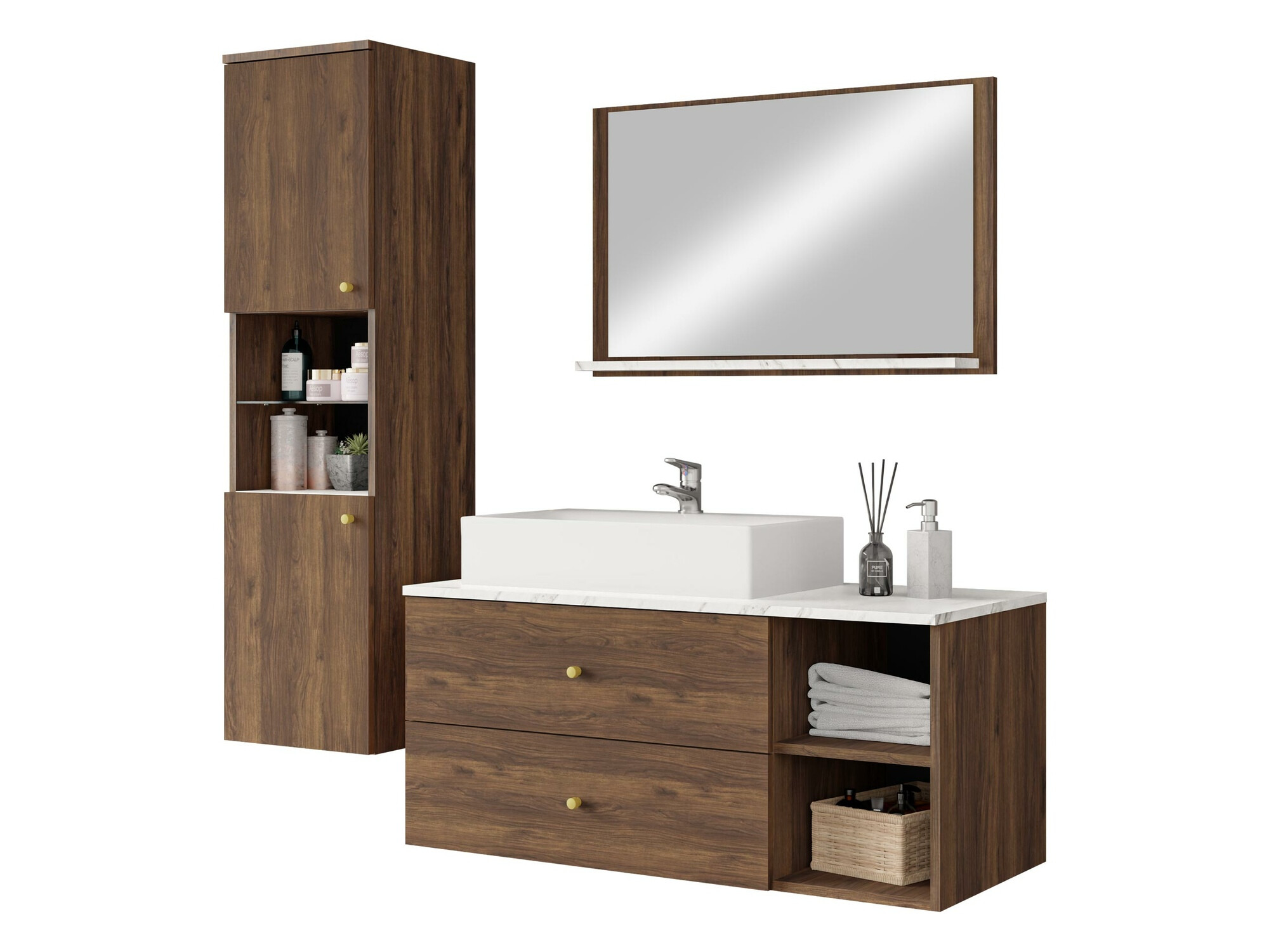 Set baie Salus II (Nuc + Marmură albă)