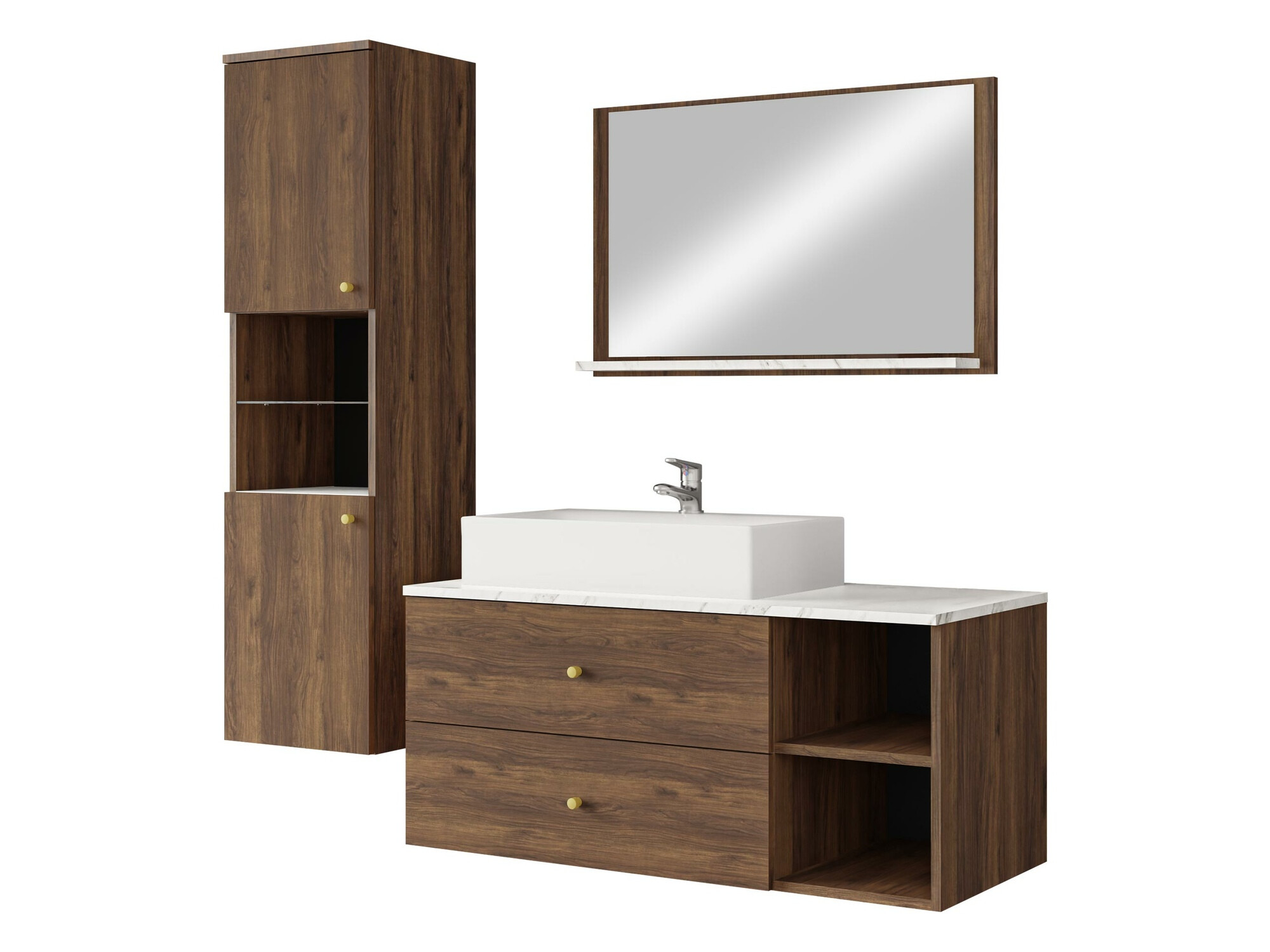 Set baie Salus II (Nuc + Marmură albă)