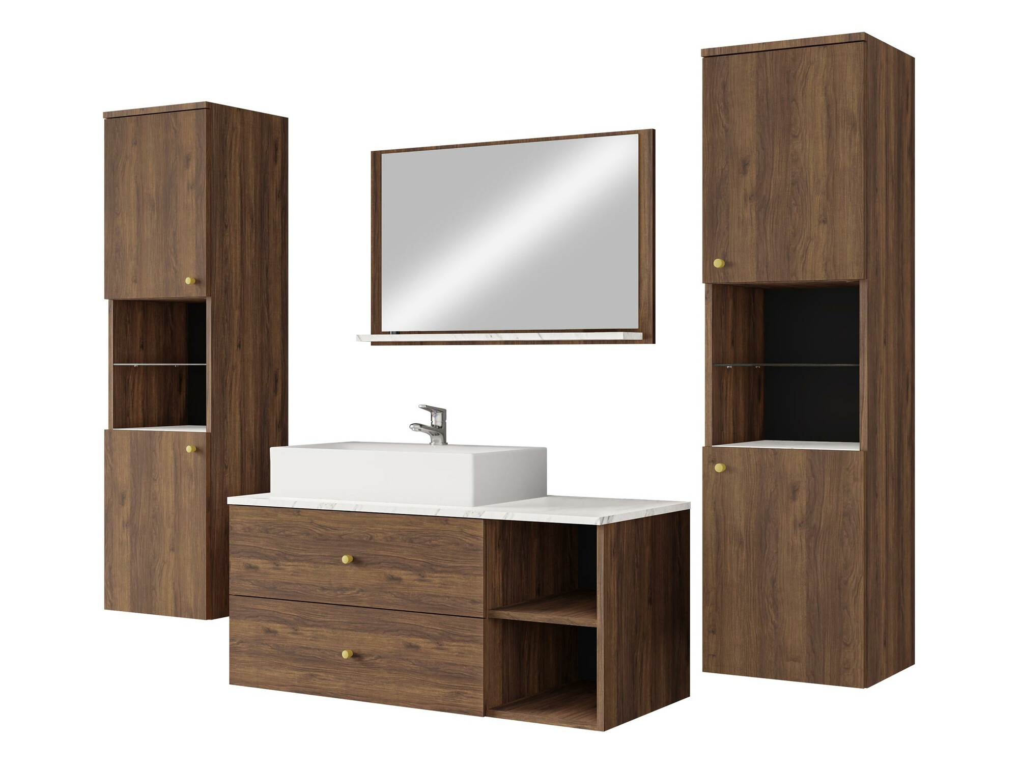 Set baie Salus III (Nuc + Marmură albă)