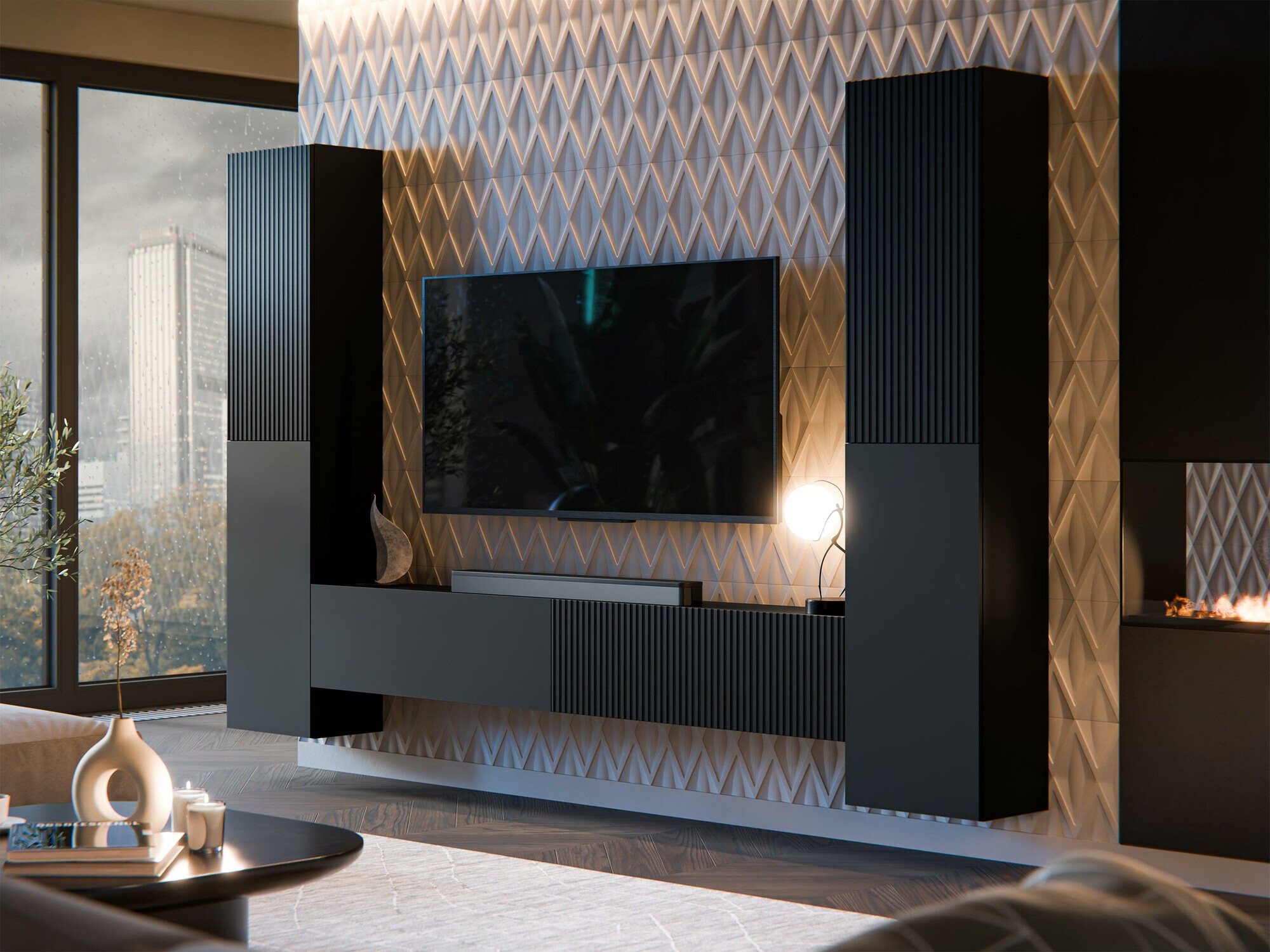 Set de living Calveru 106 (Negru)