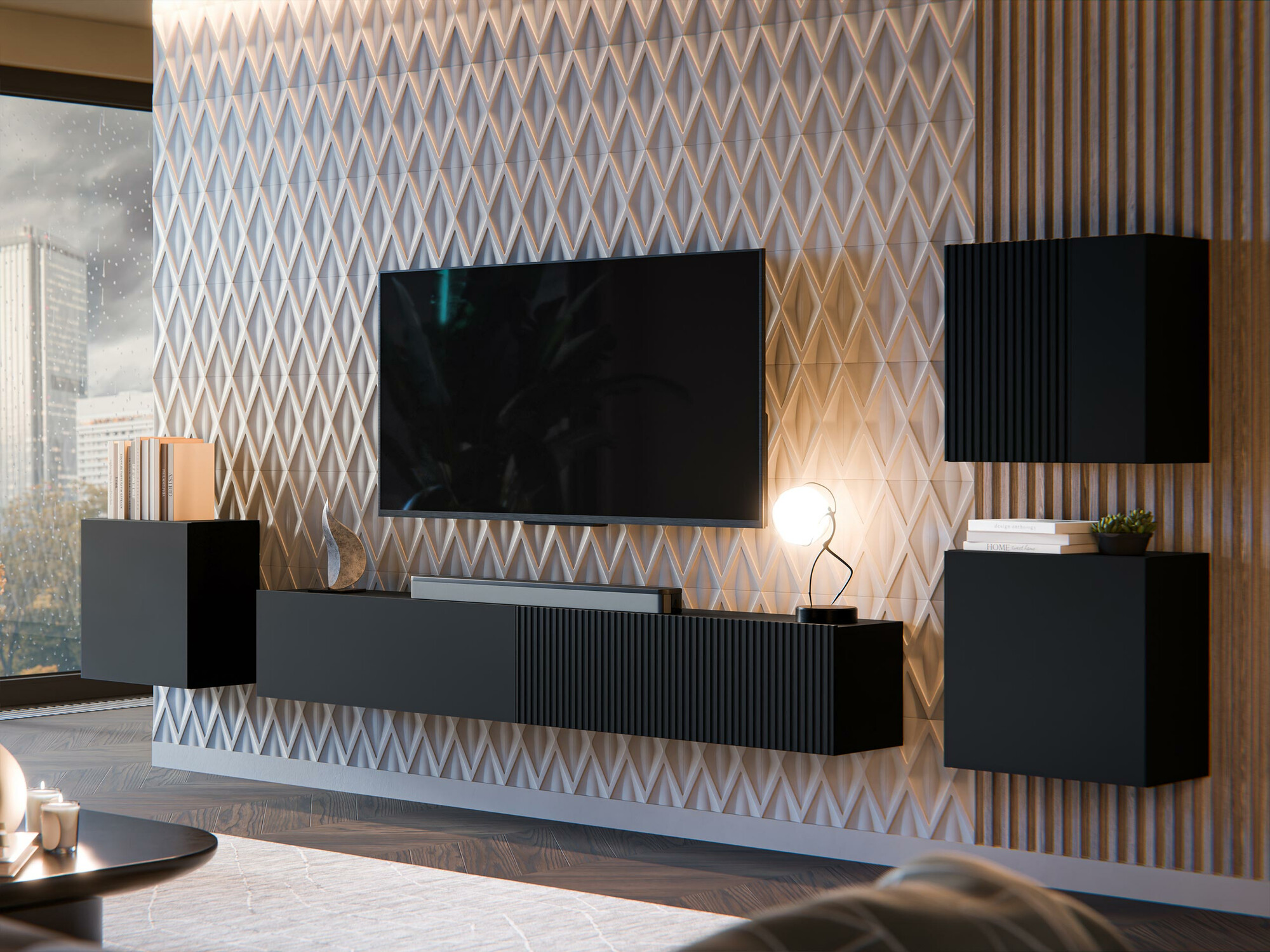 Set de living Calveru 108 (Negru)