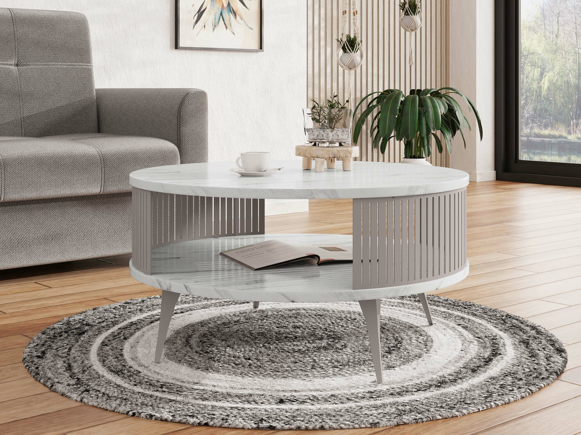 Măsuță de cafea Vitum VI (Cașmir + Marmură albă)