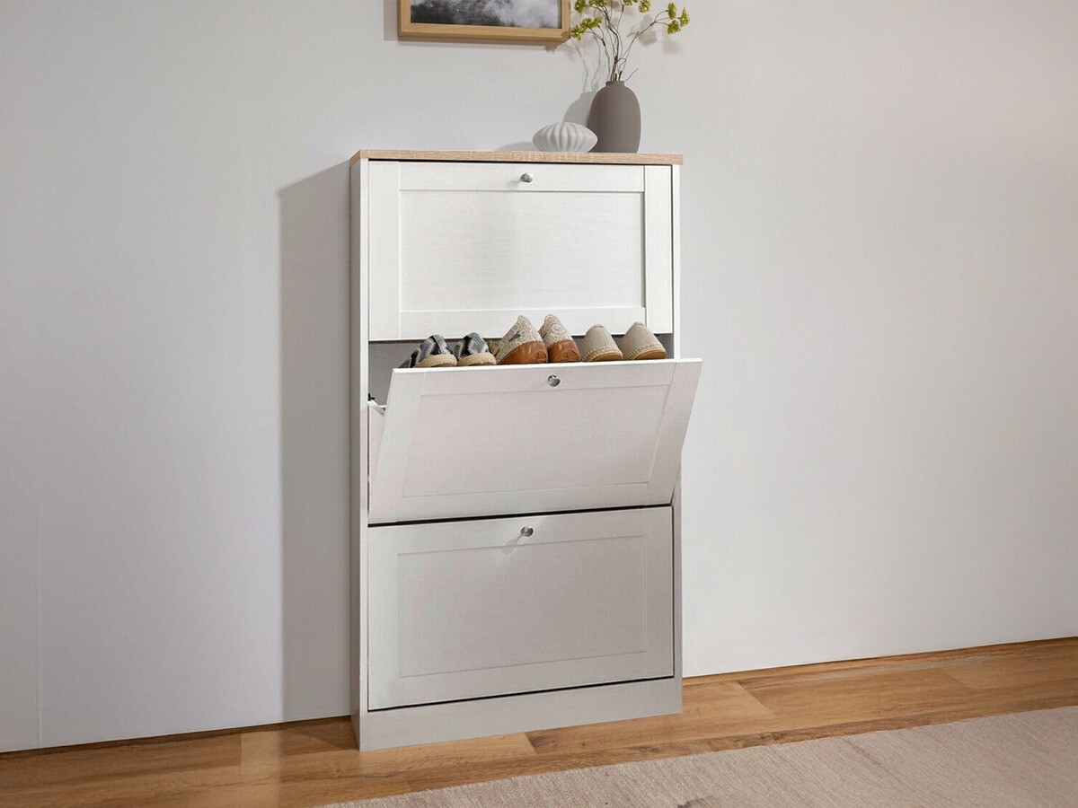 Dulap pantofi Cirtene 101 (Alb + Stejar)