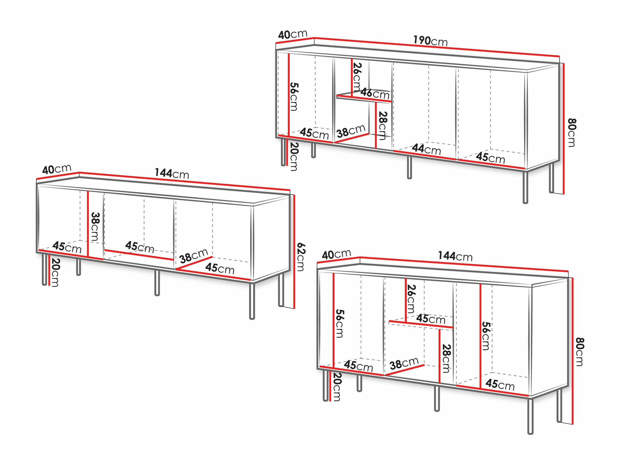 Set de living Monevare 105 (Negru + Stejar Wotan)
