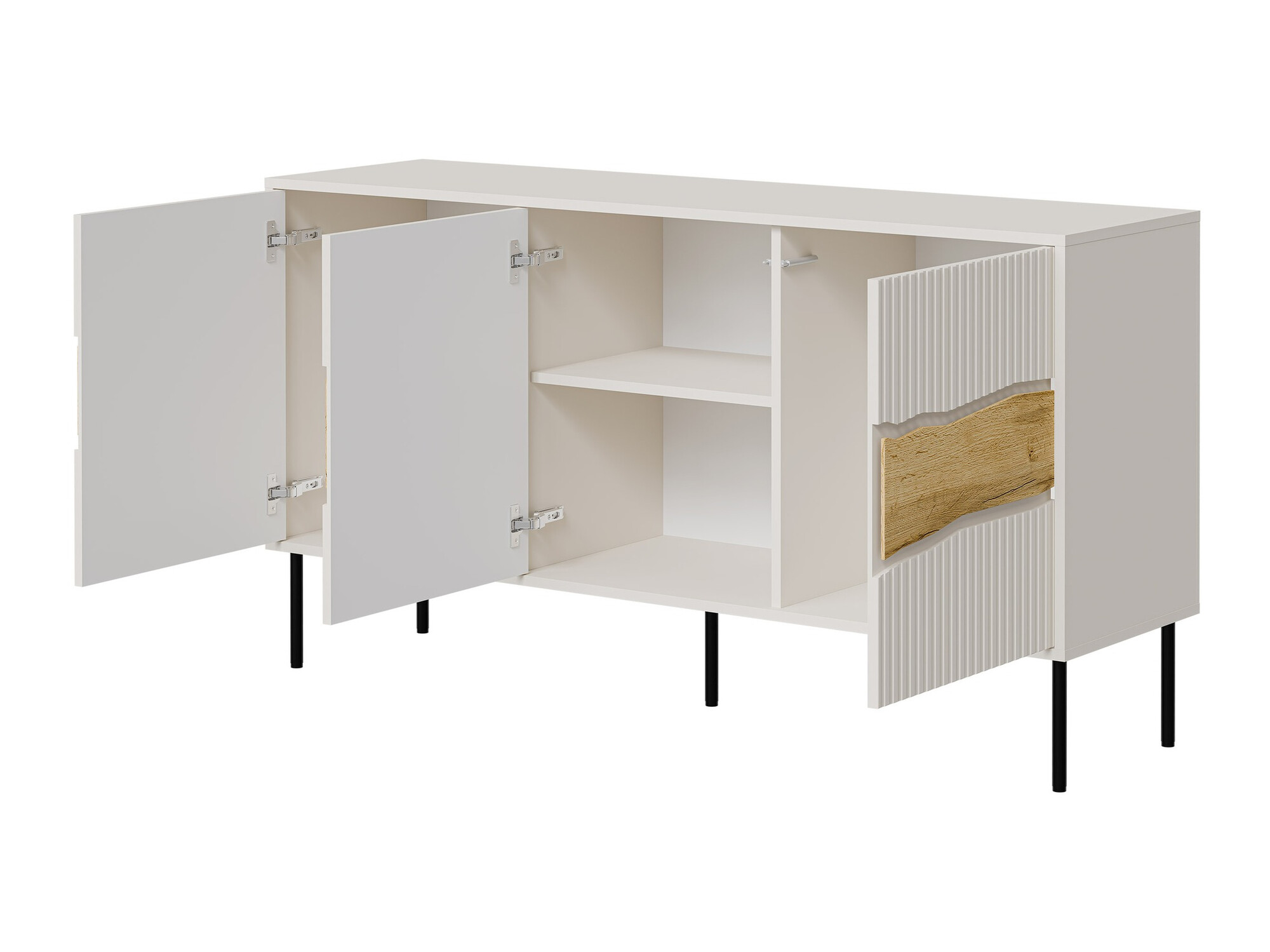 Set de living Monevare 105 (Negru + Stejar Wotan)