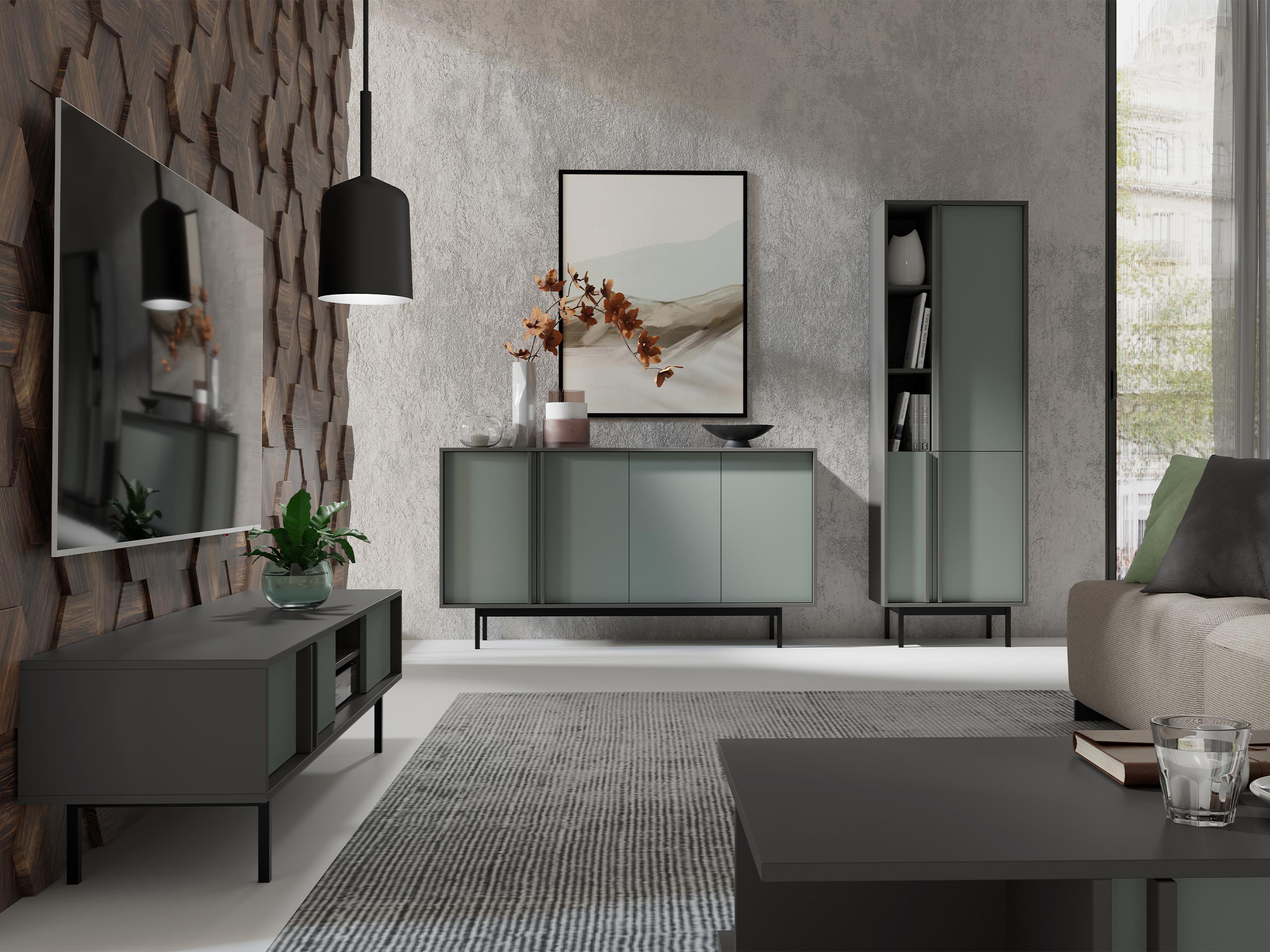 Set de living Levali 115 (Verde prăfuit)