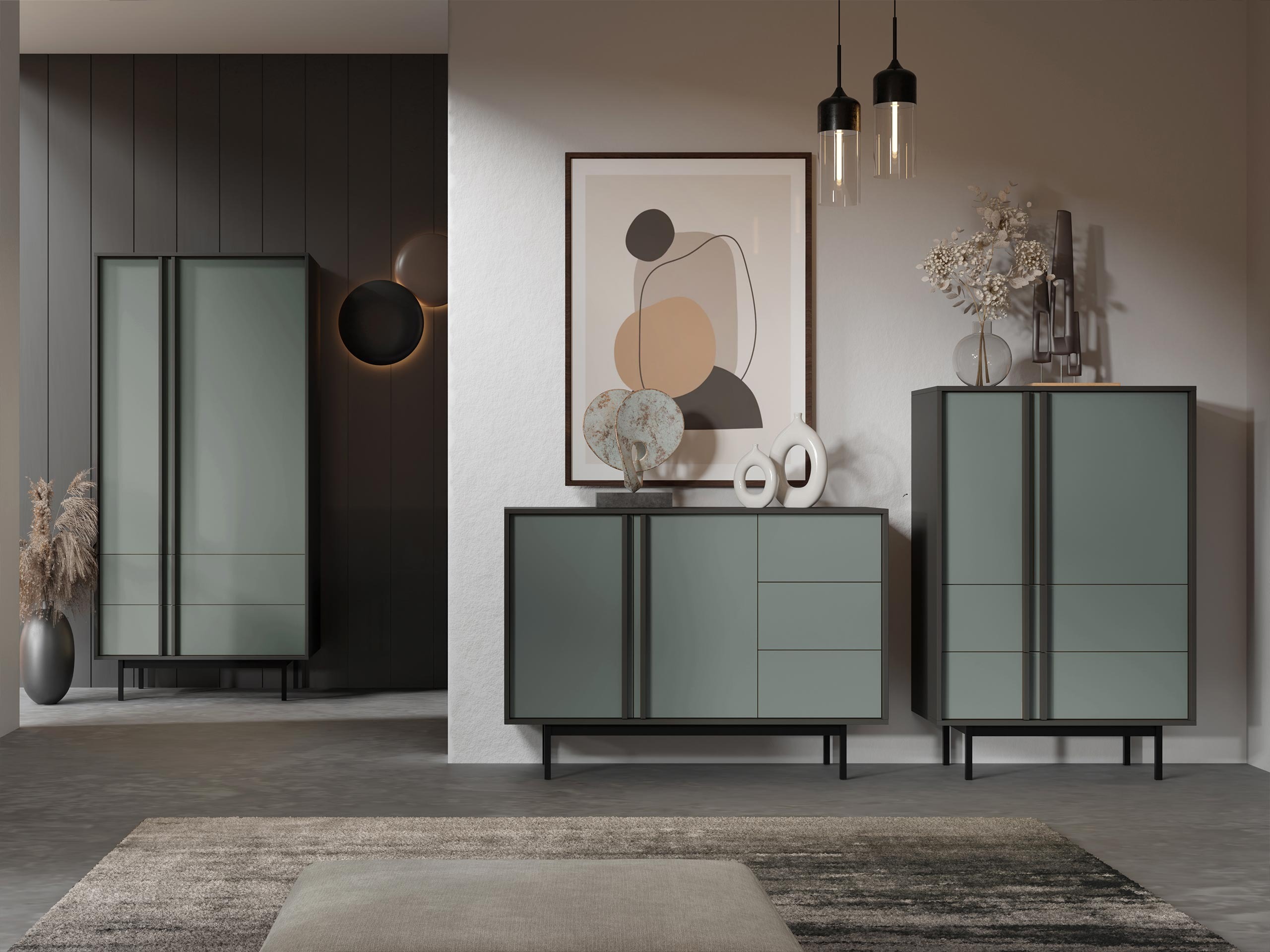 Set de living Levali 116 (Verde prăfuit)