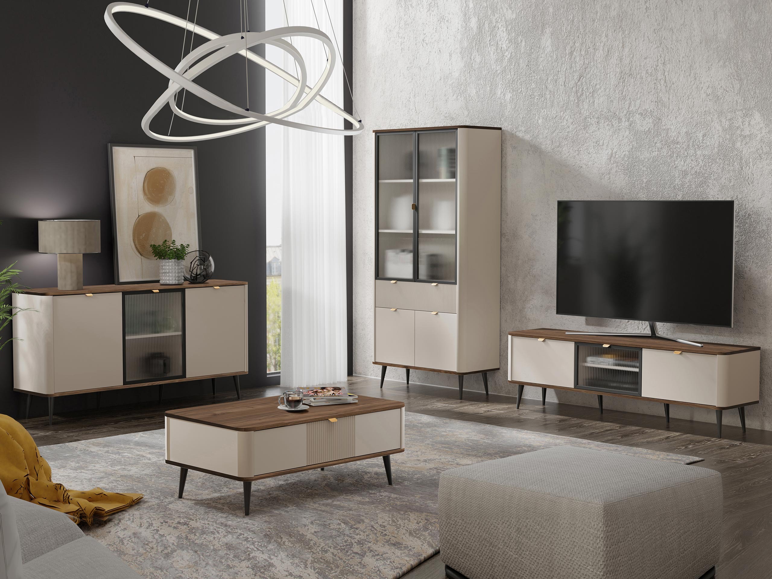 Set de living Lufela 120 (Cașmir + Nuc)