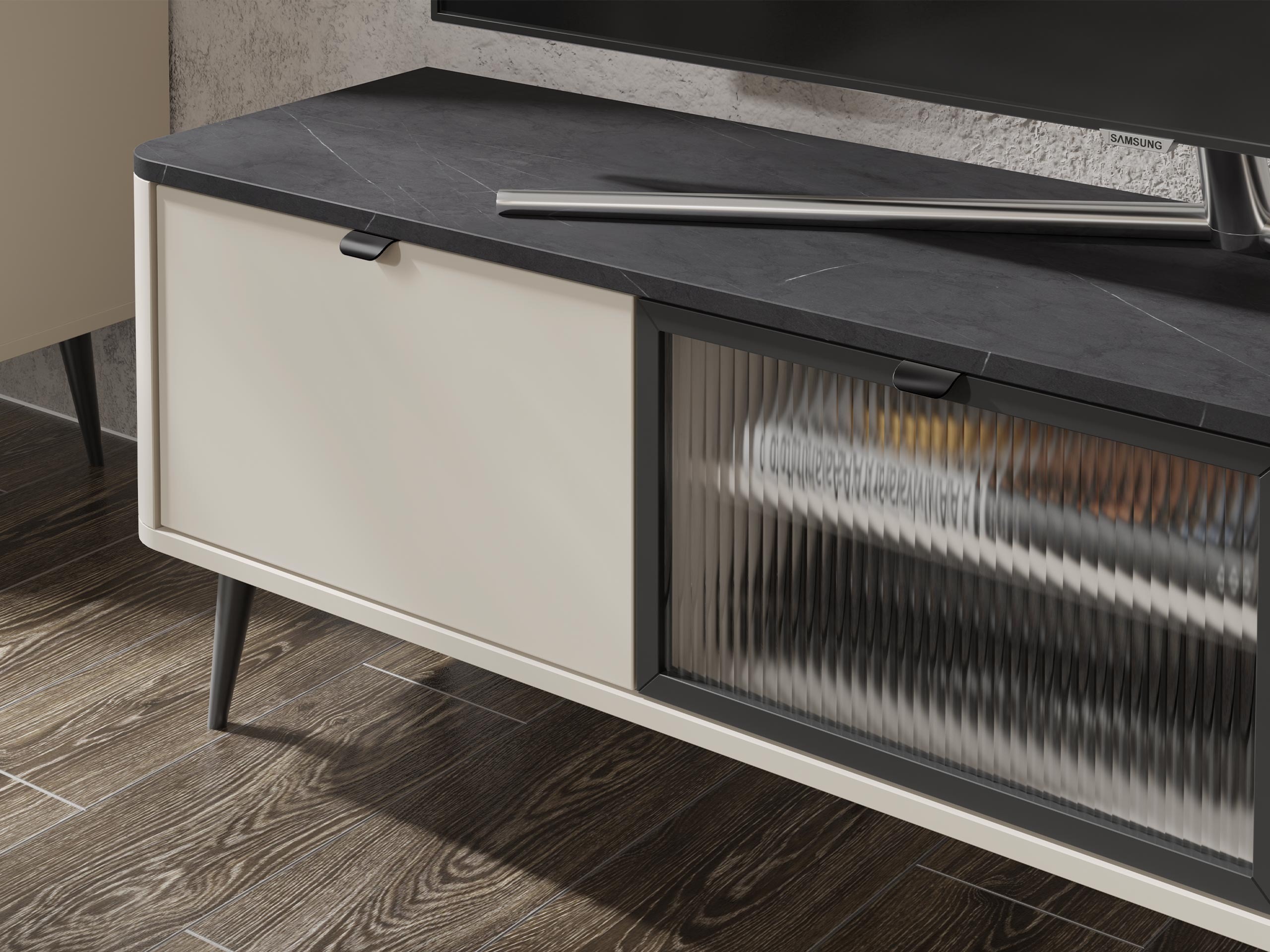 Set de living Lufela 121 (Cașmir + Marmură cenușie)