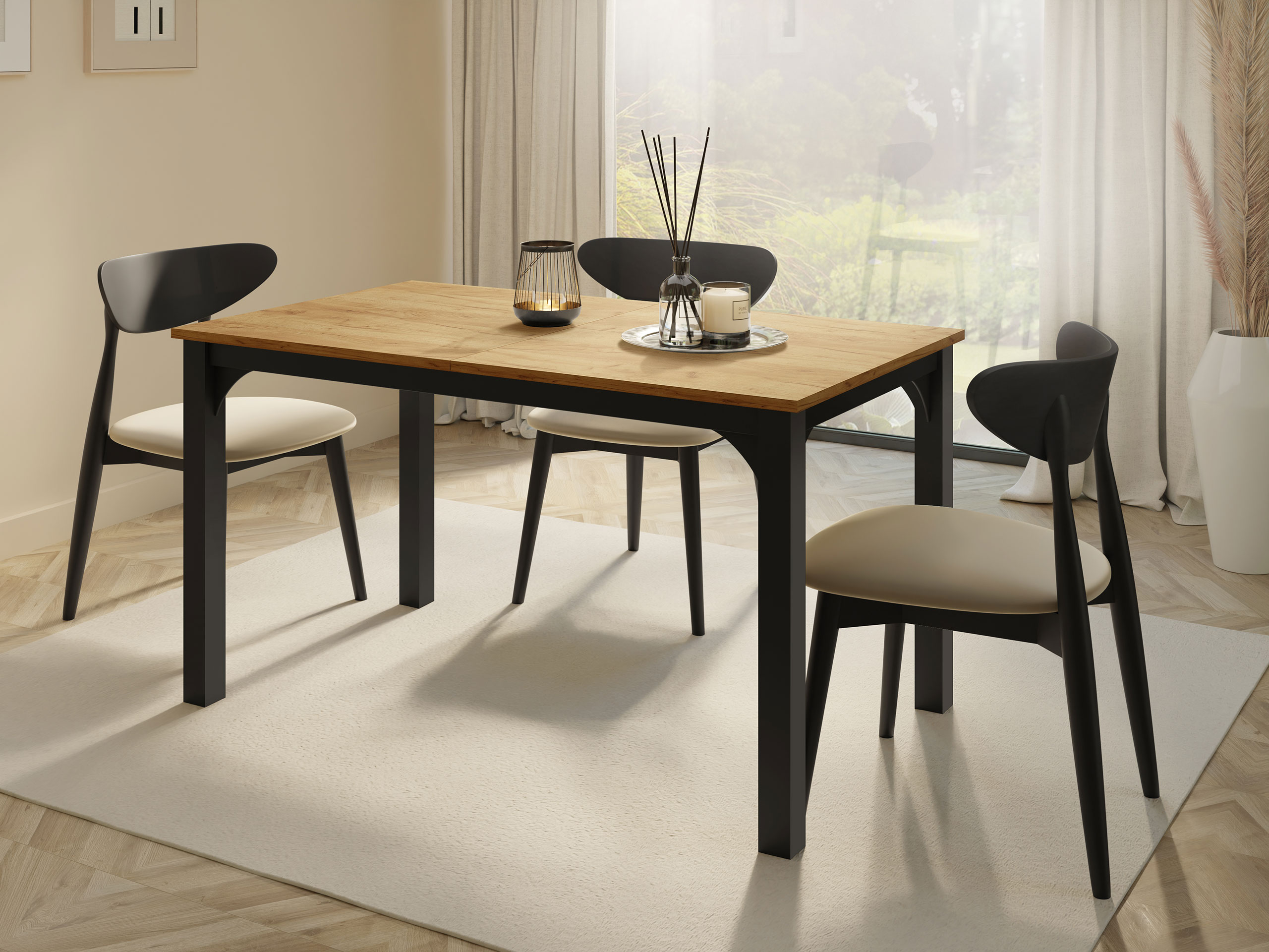 Masă Oswego 136 (Stejar Craft auriu + Negru)