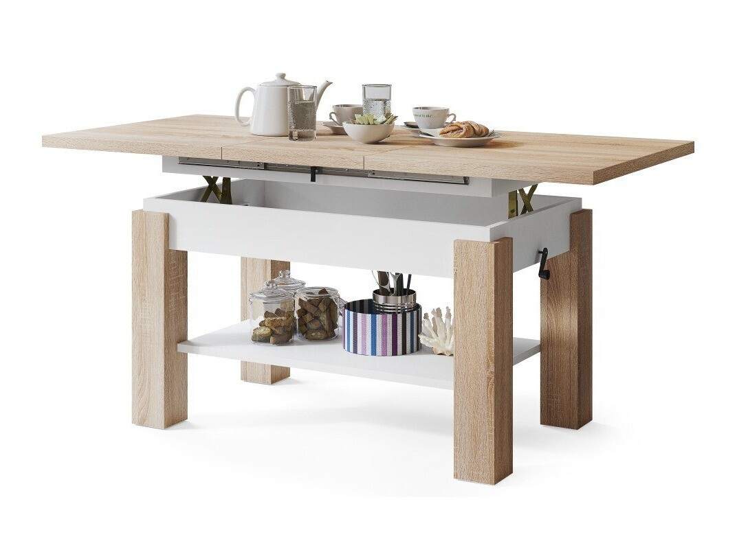 Măsuță de cafea extensibila Glendale 100 (Stejar Sonoma + Alb)
