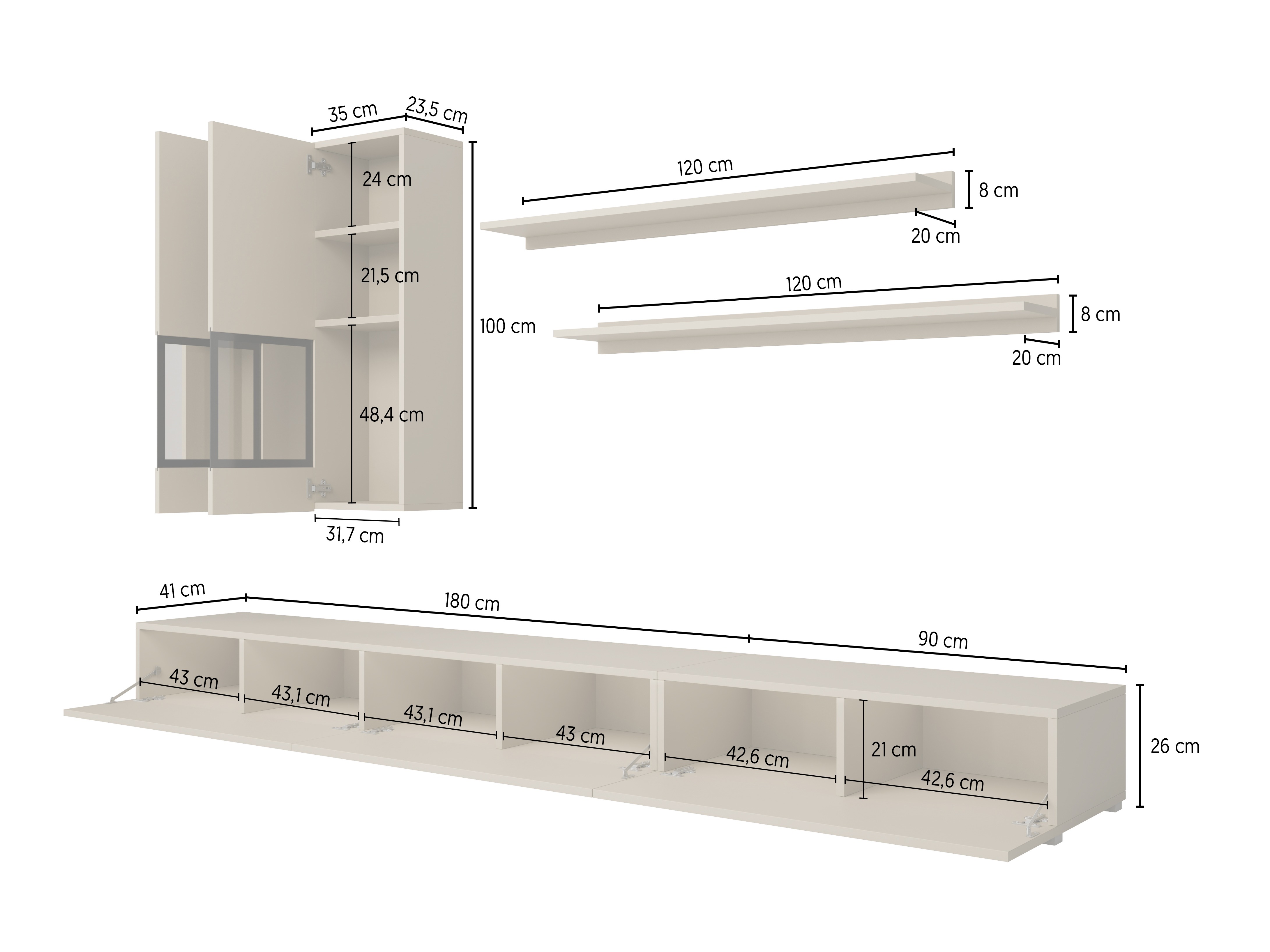 Set de living Serodeu 100 (Beton închis la culoare)