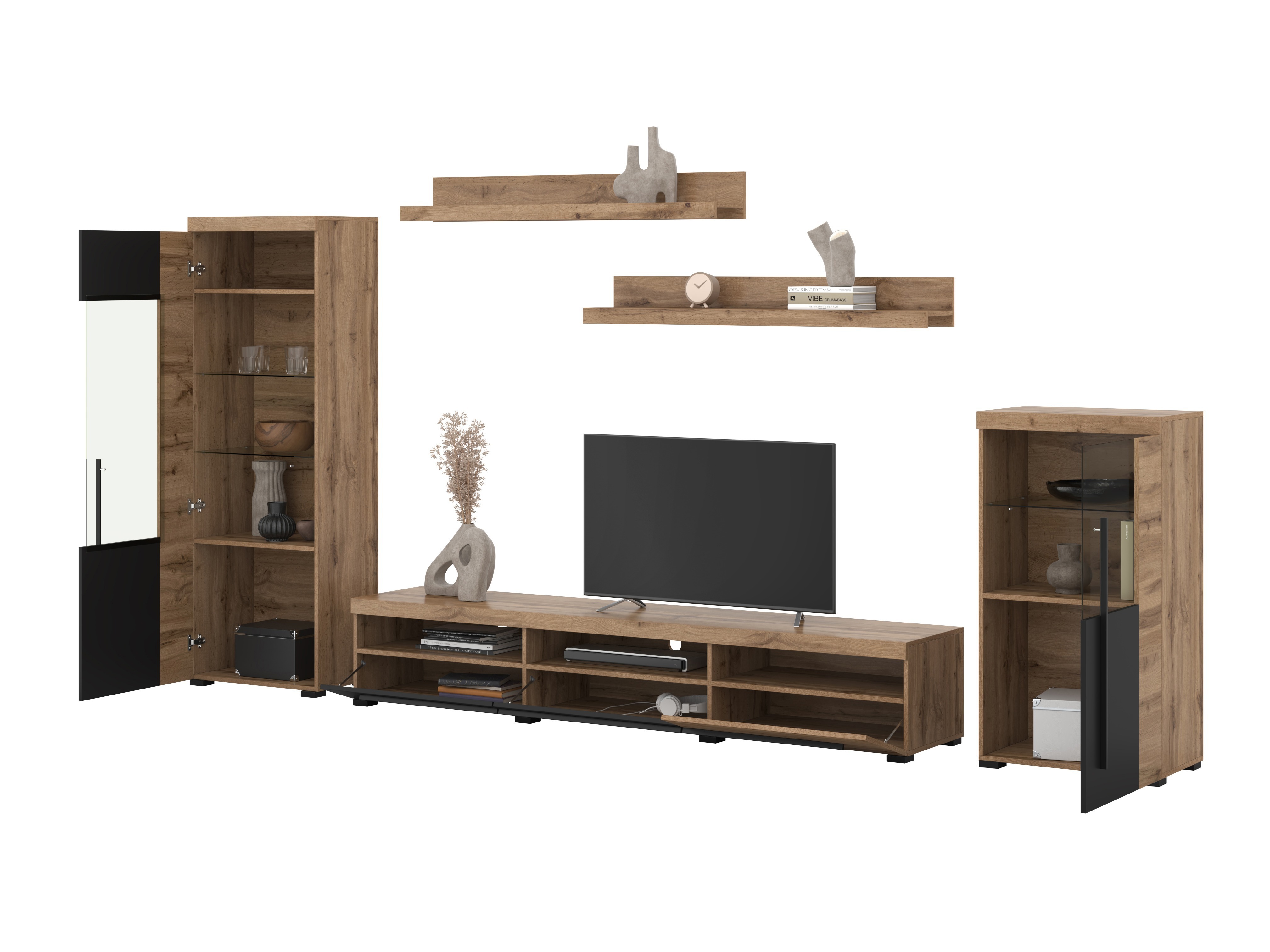 Set de living Sorciro 103 (Negru + Stejar Wotan)