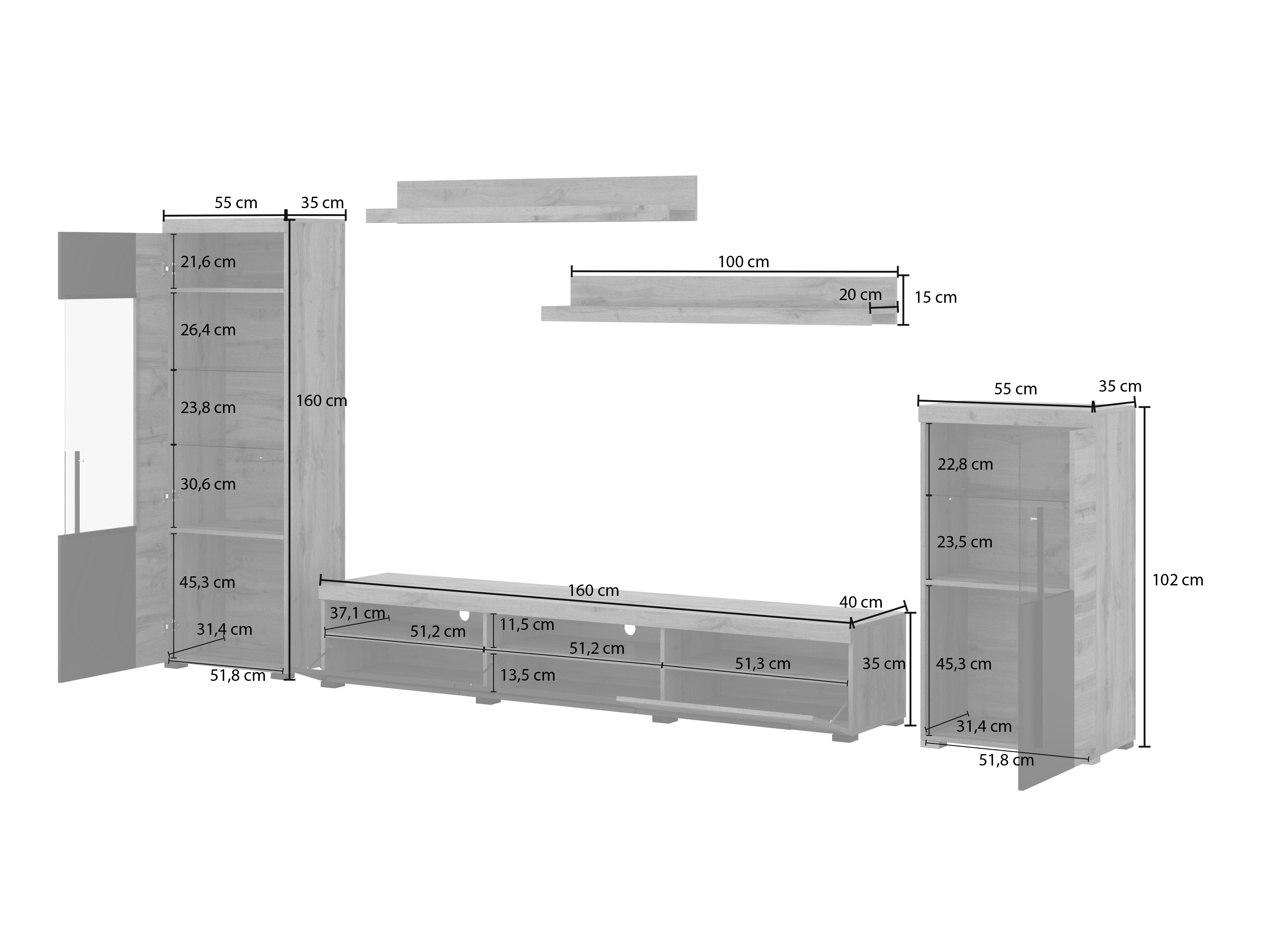 Set de living Sorciro 103 (Nuca + Stejar închis)