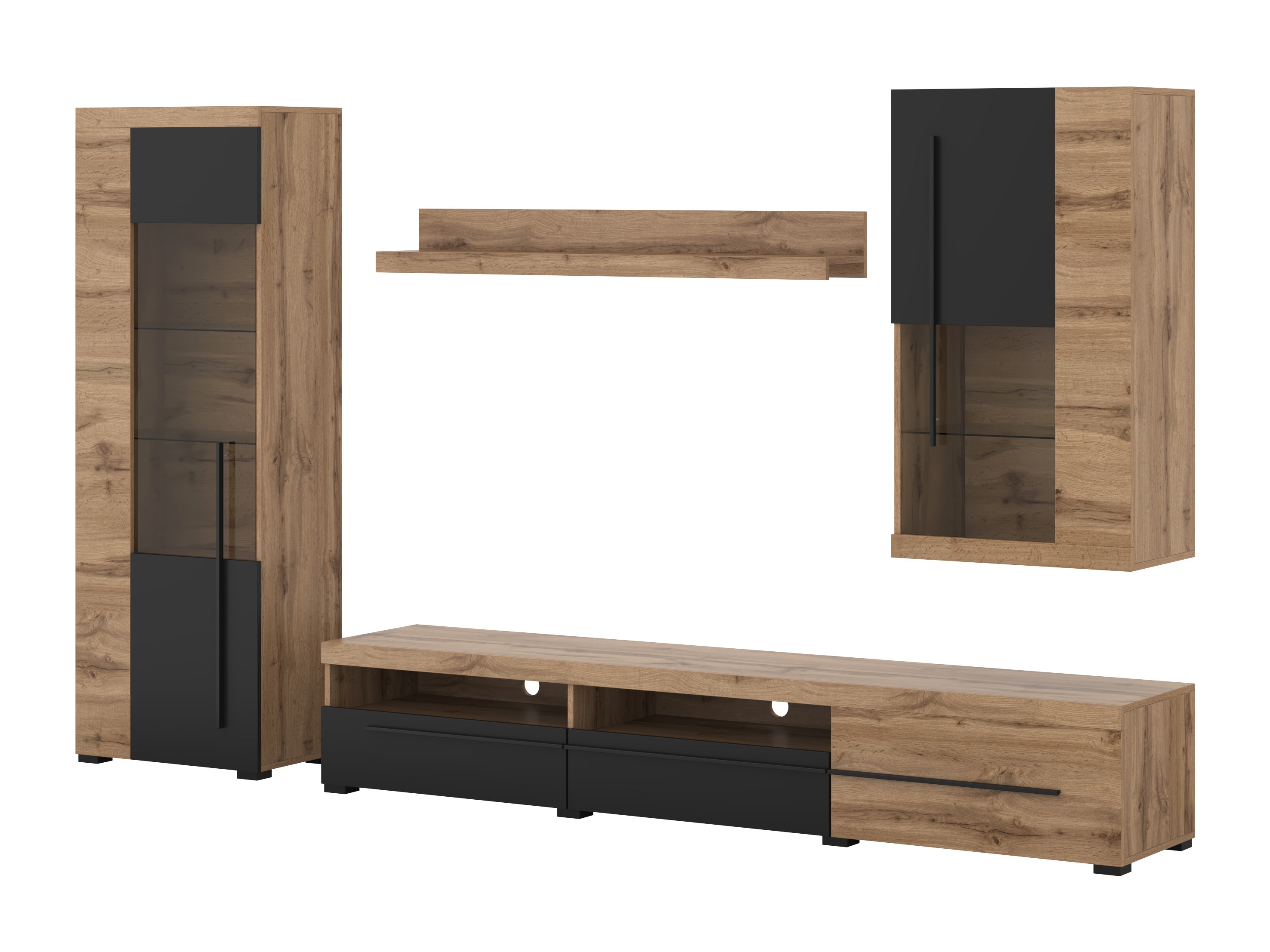 Set de living Sorciro 105 (Negru + Stejar Wotan)