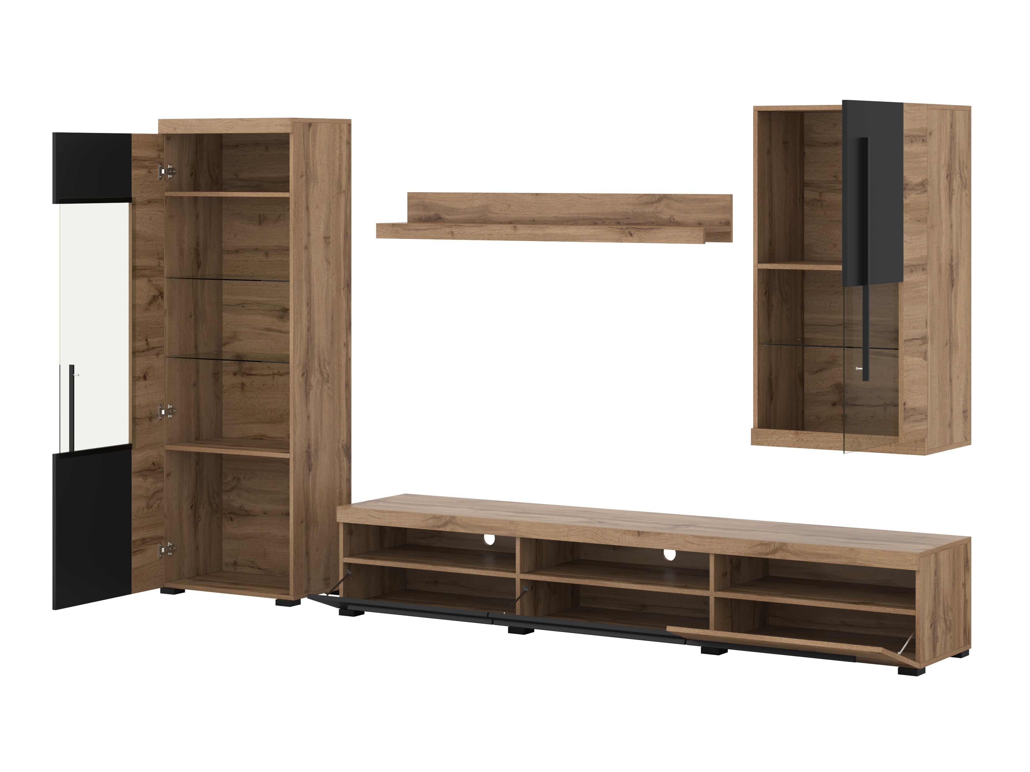 Set de living Sorciro 105 (Negru + Stejar Wotan)